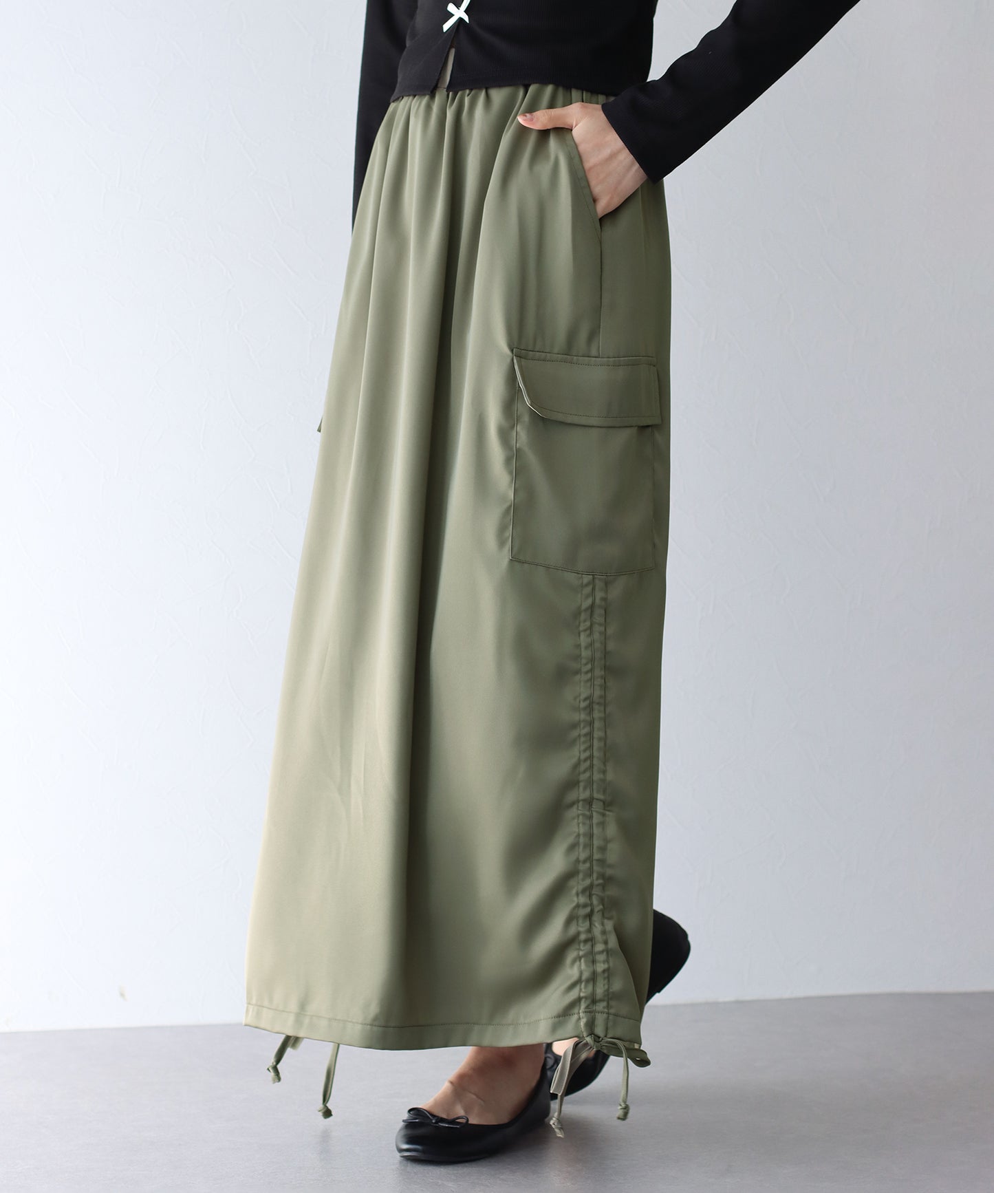 【SALE】シャーリングカーゴスカート