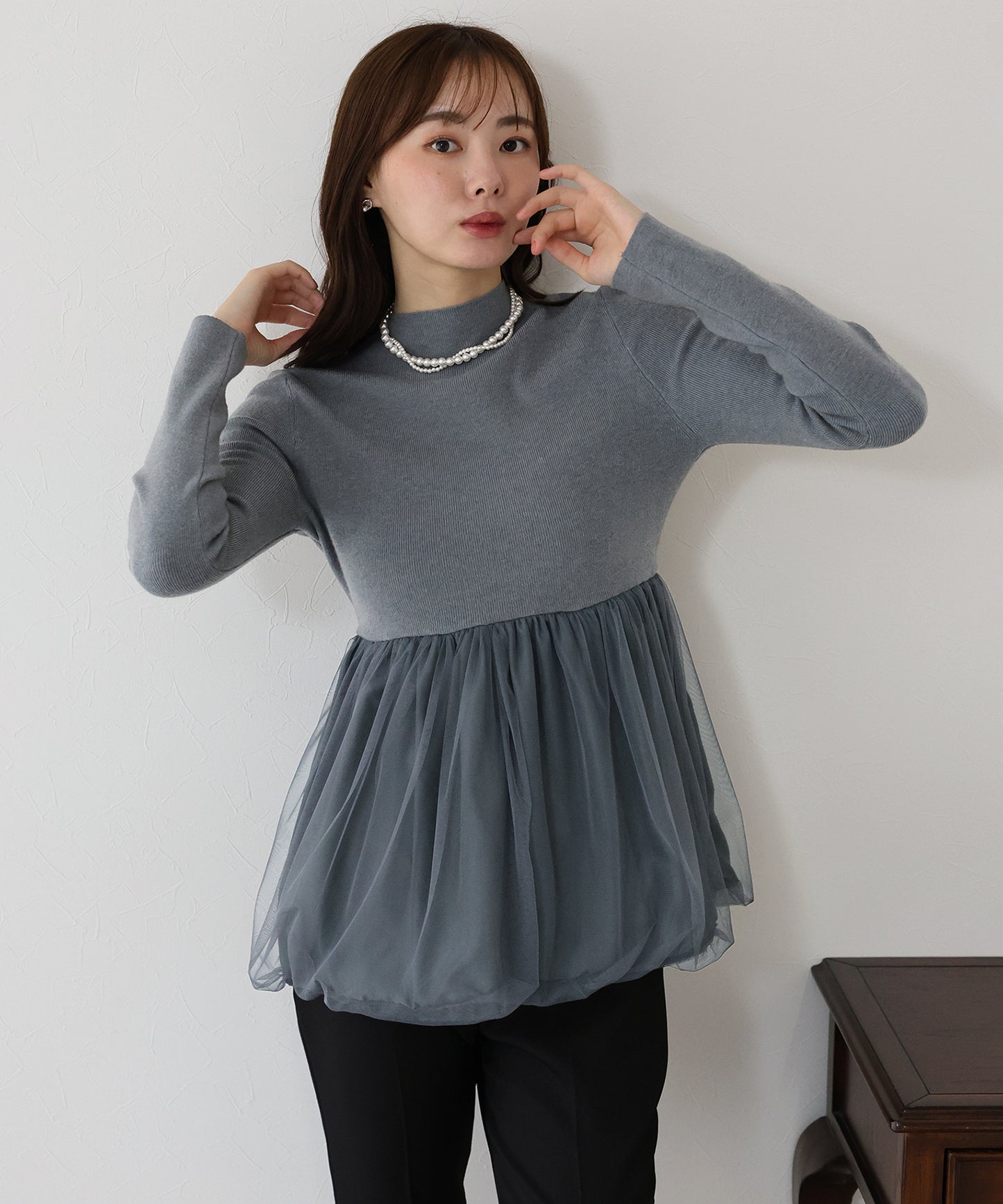 【TIME SALE】バルーンチュールドッキングニット