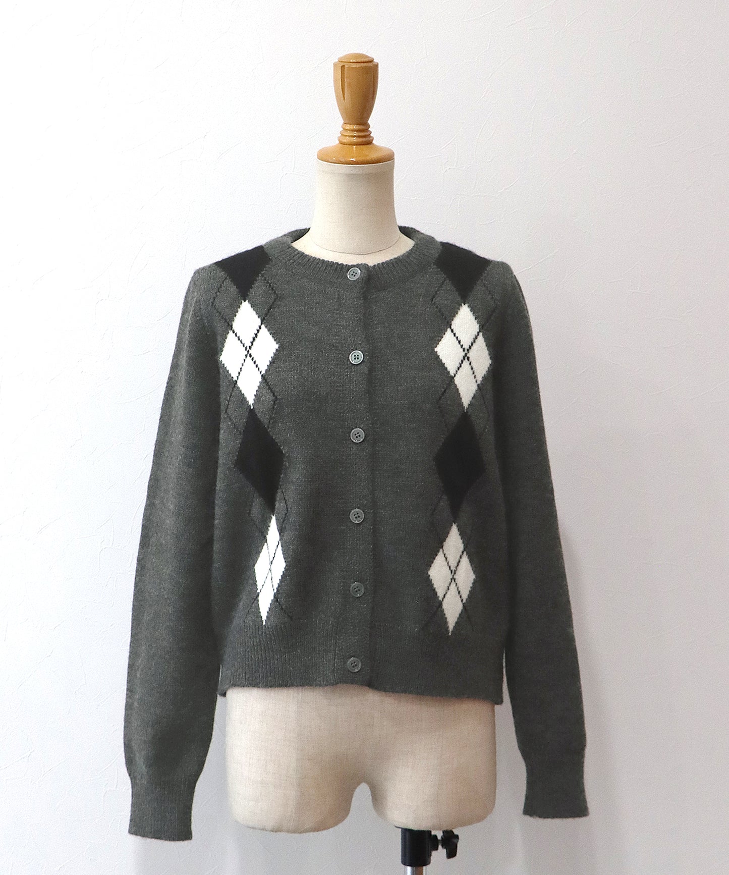 アーガイル柄カーディガン