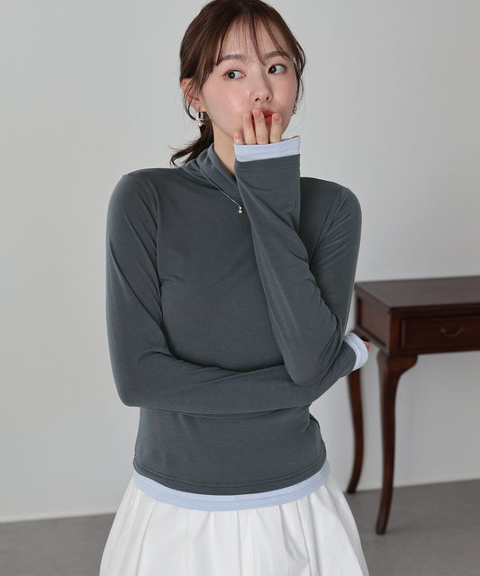 【早割5％OFF】ドッキングタートルネックカットソー【ネコポス】