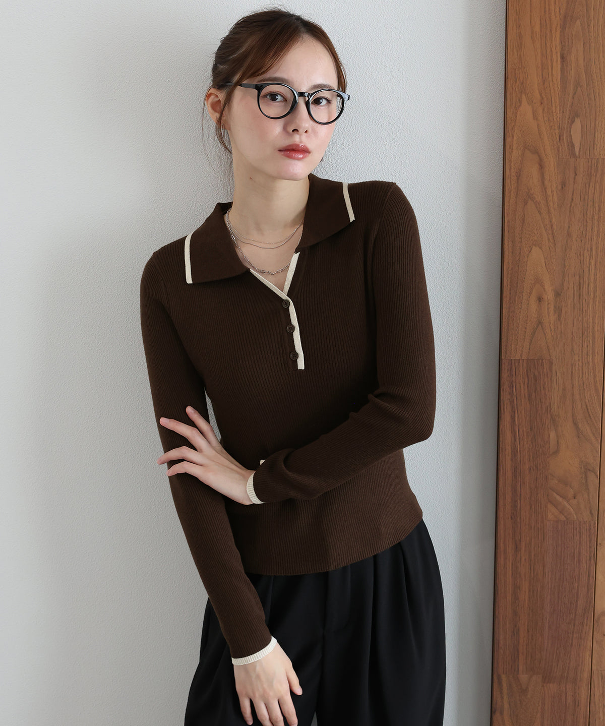 【早割5％OFF】ウール混バイカラースキッパーニット