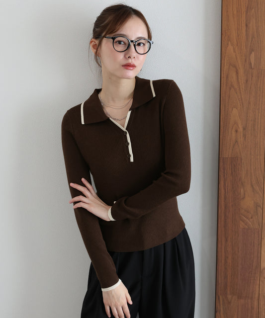 【早割5％OFF】ウール混バイカラースキッパーニット