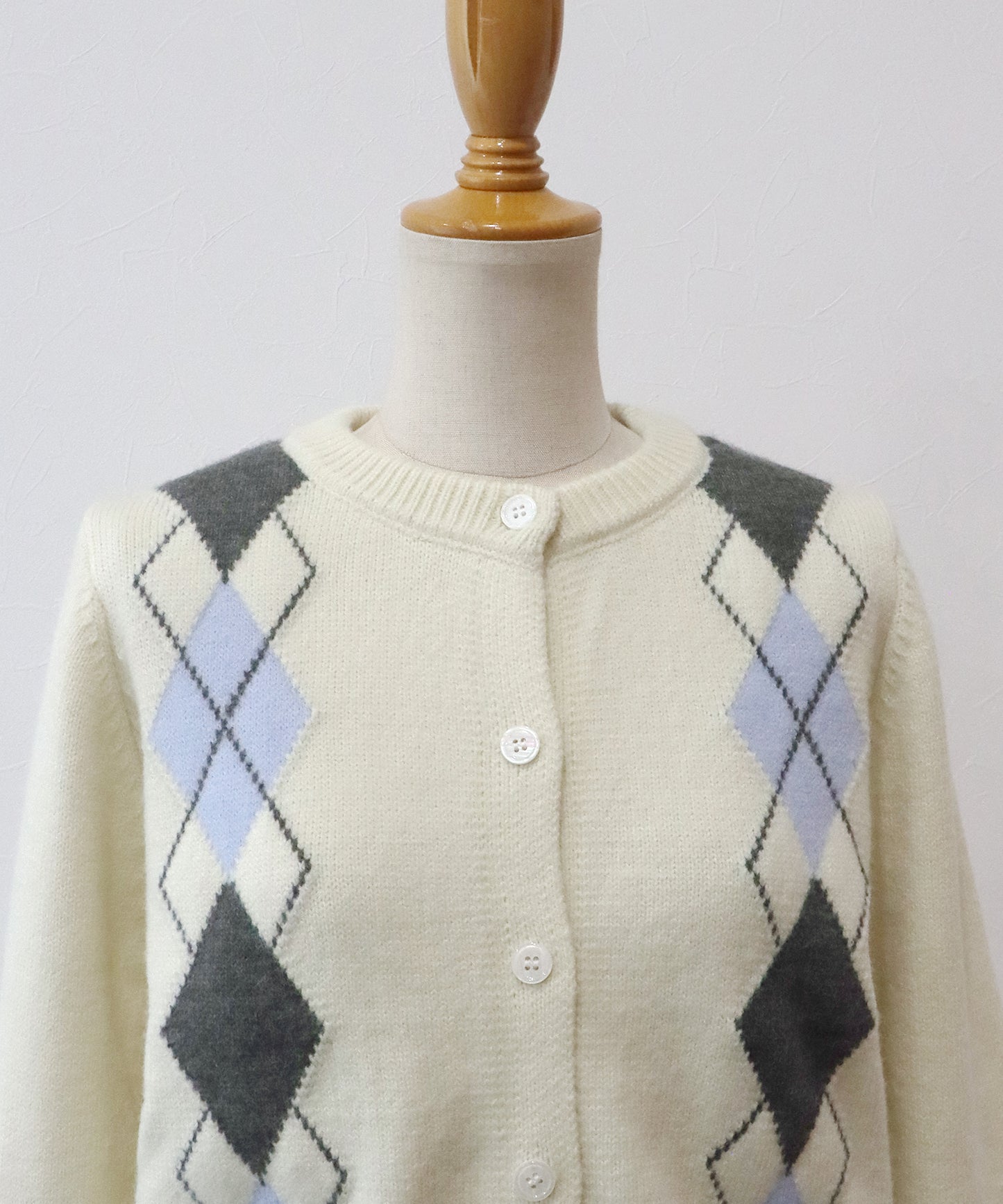 アーガイル柄カーディガン