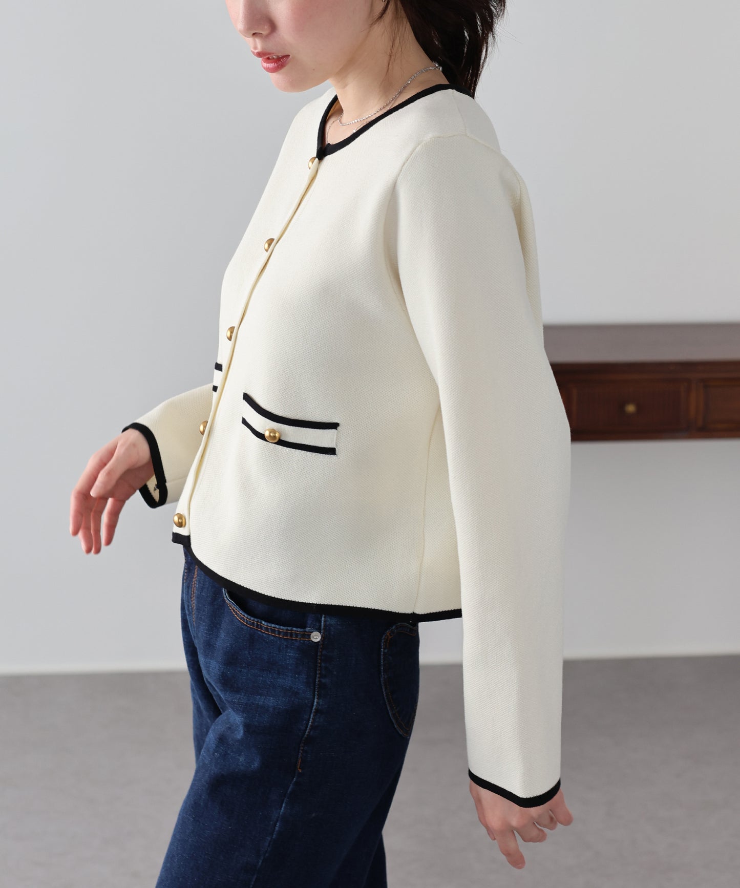 【送料無料】バイカラーニットカーディガン