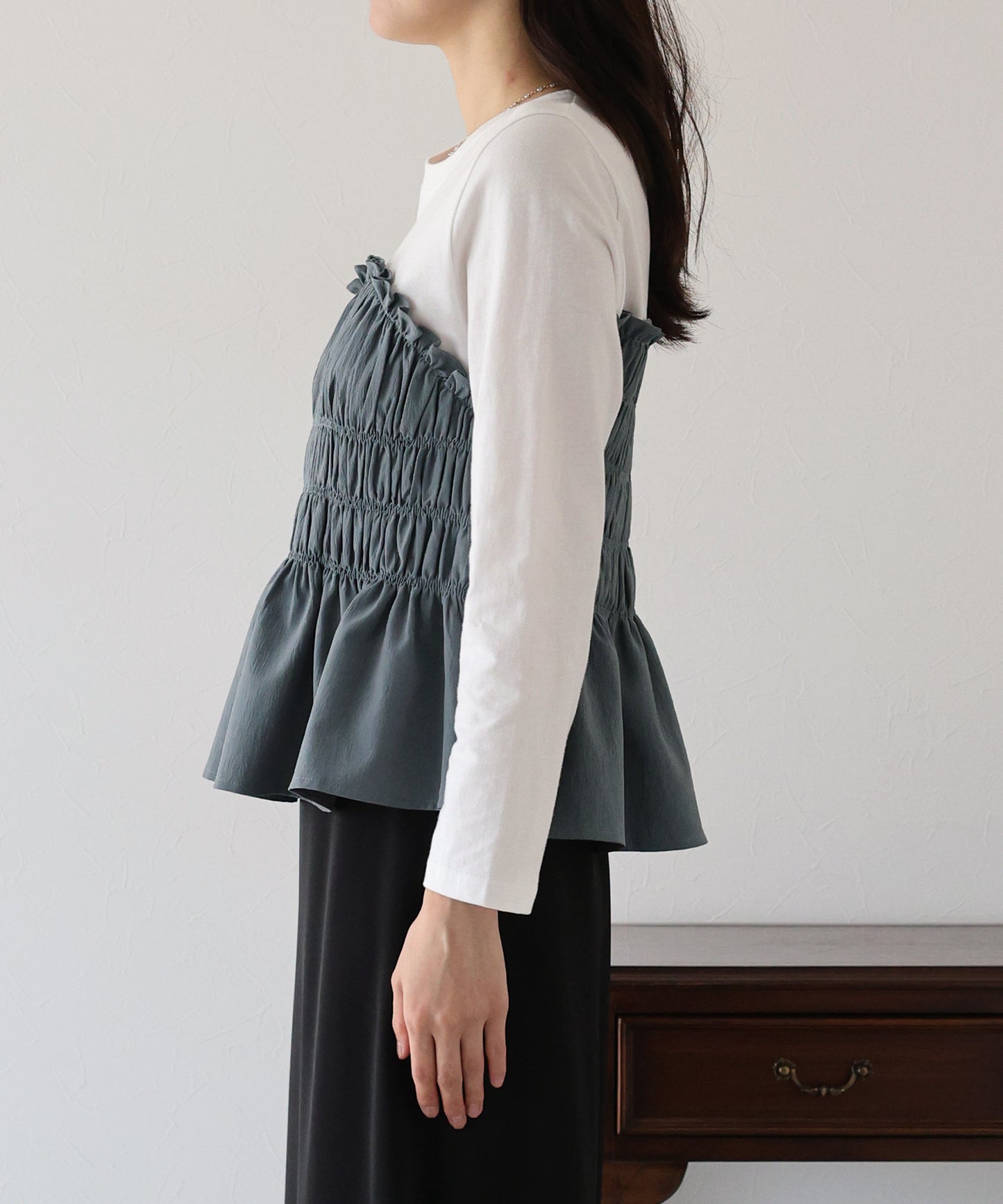 【TIME SALE】シャーリングビスチェドッキングカットソー【ネコポス】