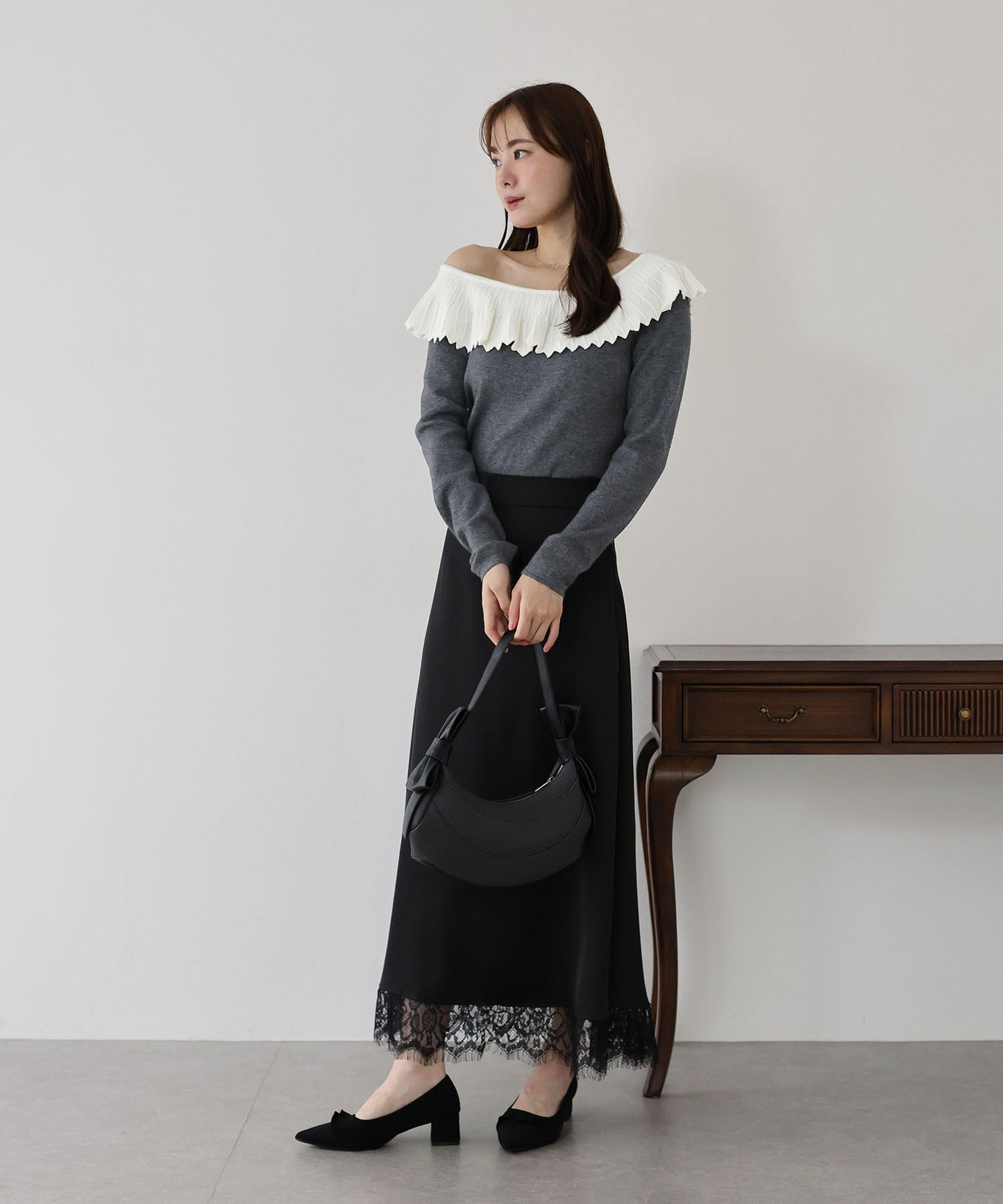 レース襟ニット