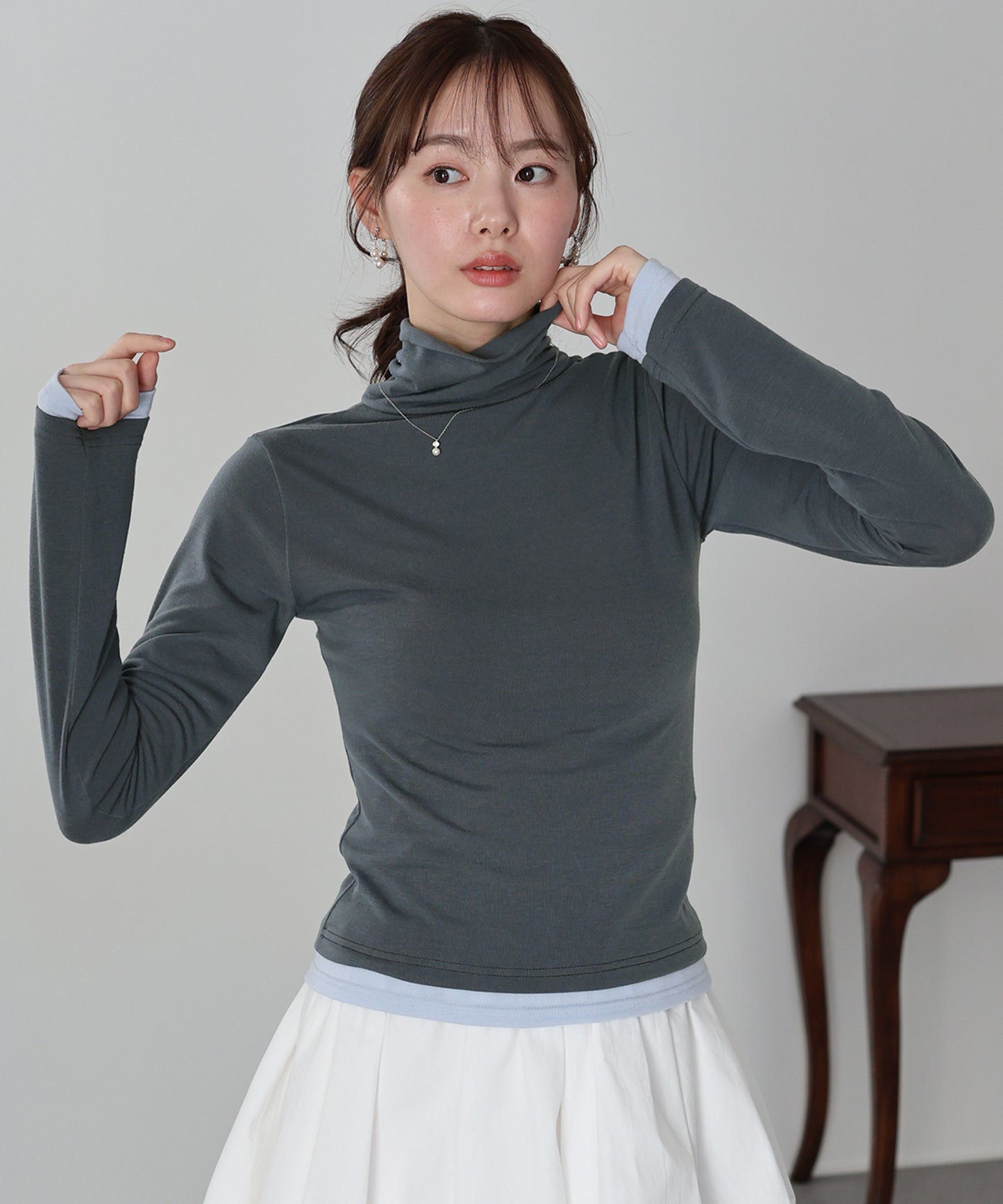 【早割5％OFF】ドッキングタートルネックカットソー【ネコポス】