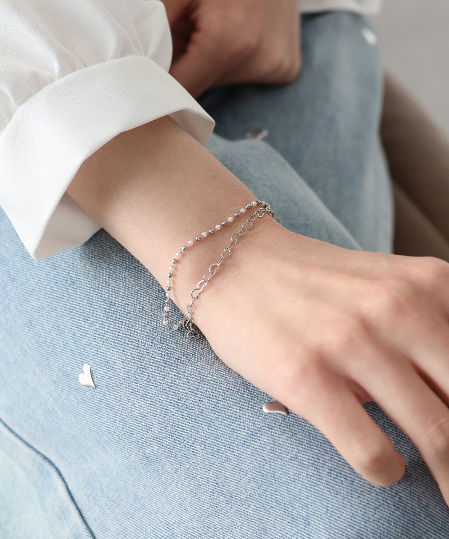 【早割5％OFF】ハートチェーンブレスレット/ サージカルステンレス【ネコポス】