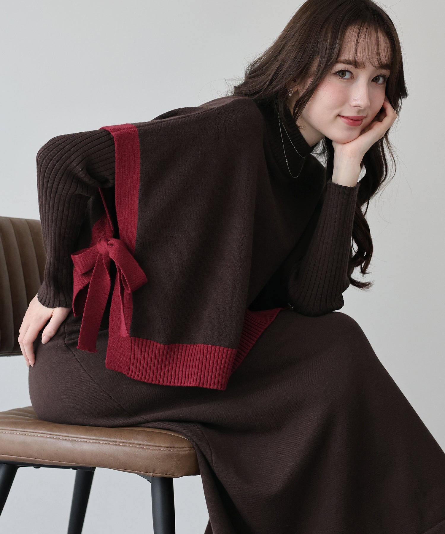 選べる2丈・吸湿発熱・リボンケープニットベスト＆リブニット