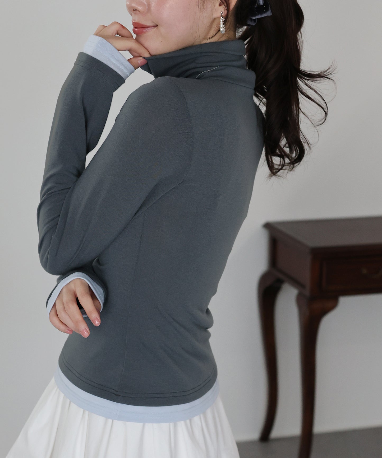 【早割5％OFF】ドッキングタートルネックカットソー【ネコポス】