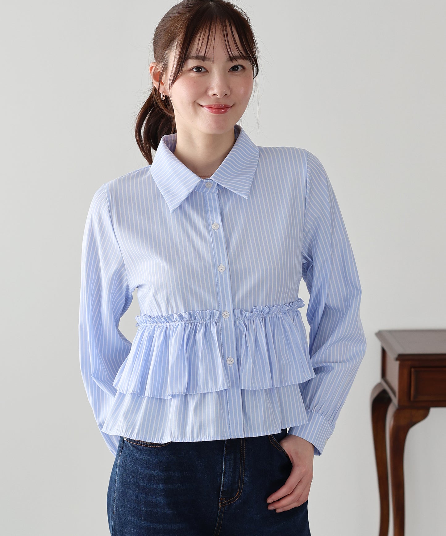 ティアードフリルペプラムブラウス【ネコポス】