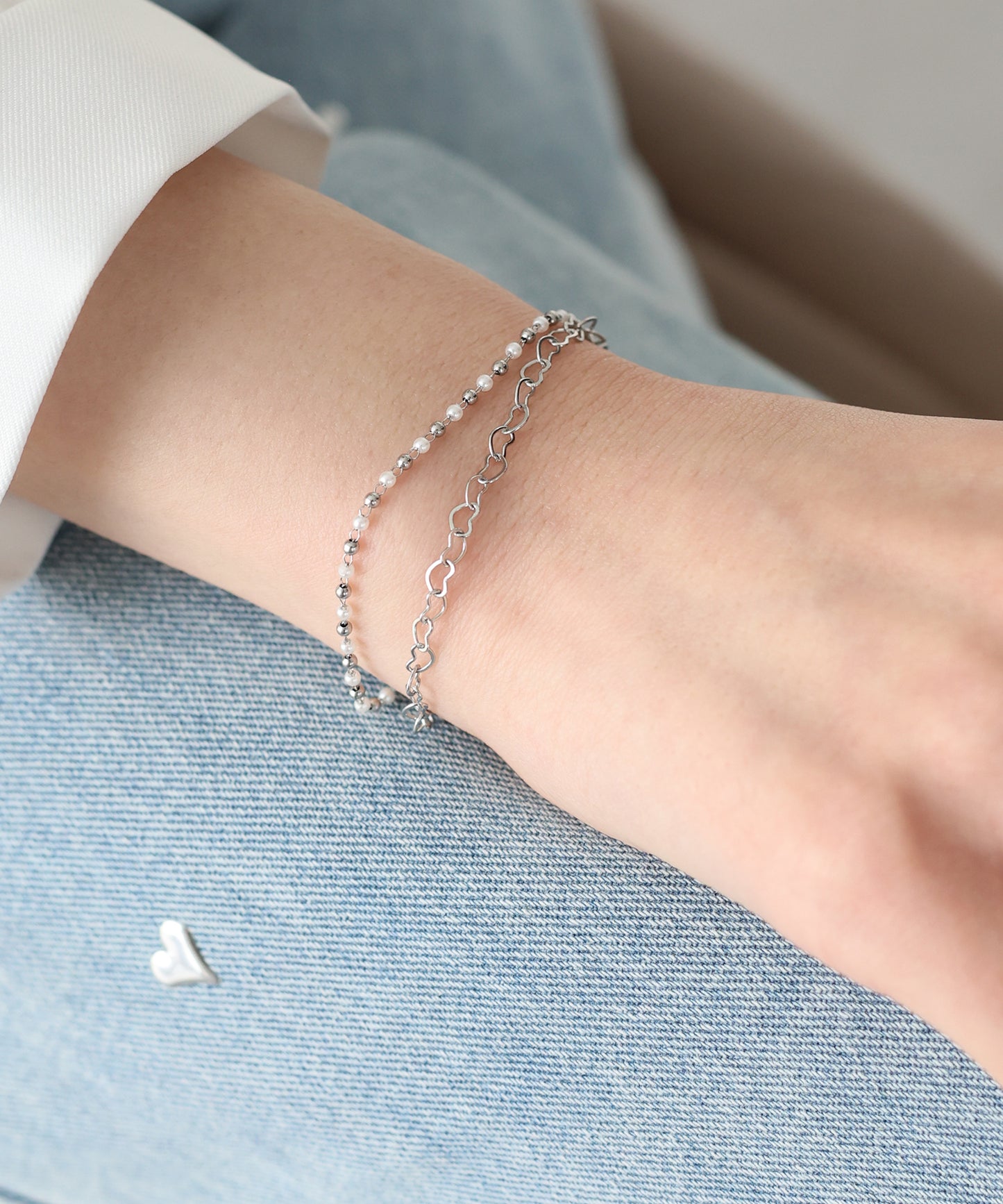 【早割5％OFF】ハートチェーンブレスレット/ サージカルステンレス【ネコポス】