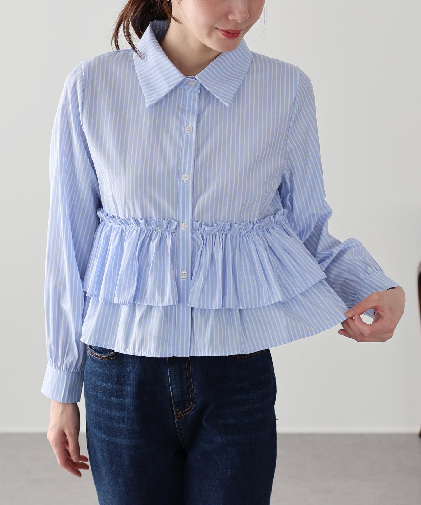 ティアードフリルペプラムブラウス【ネコポス】