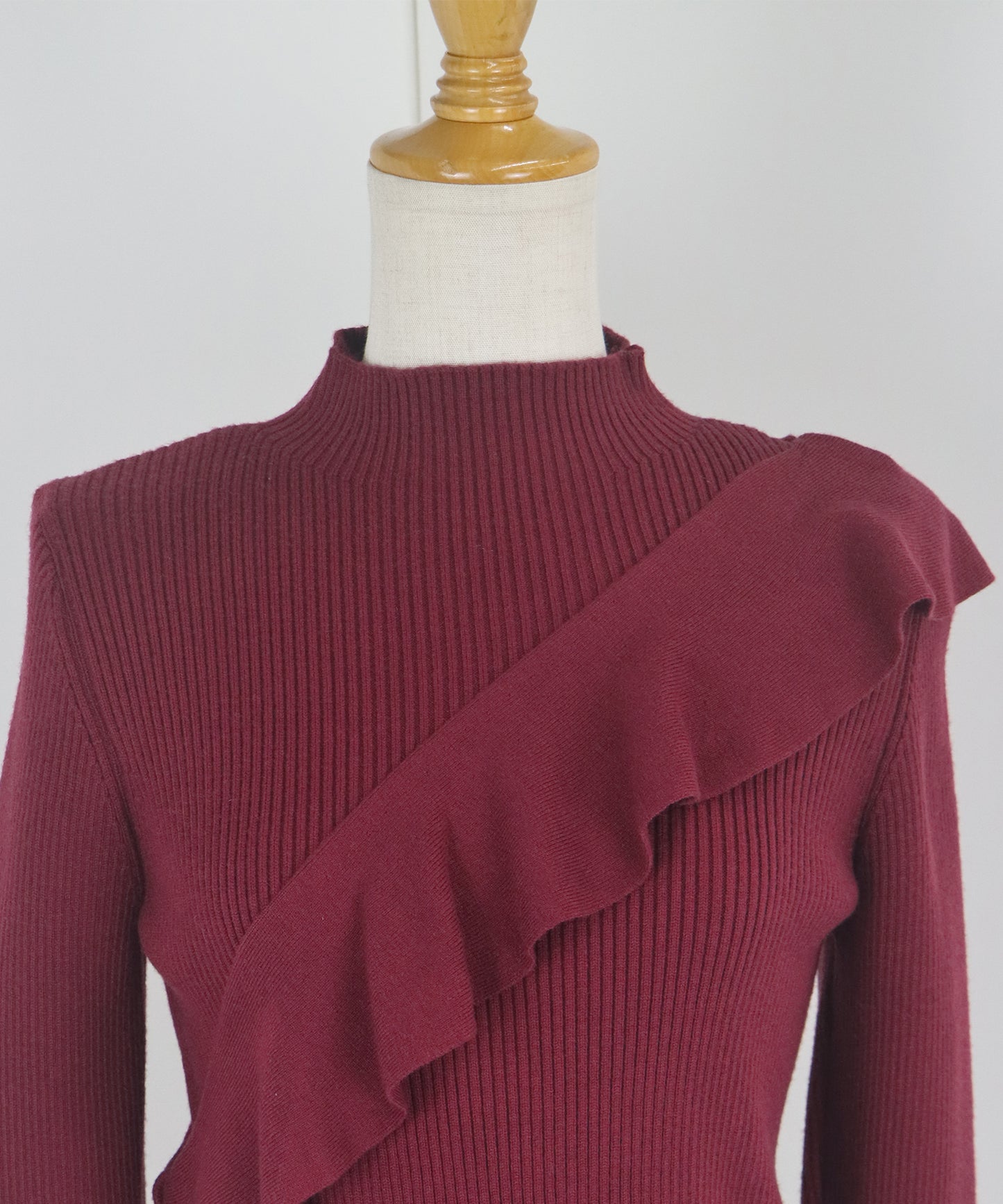 【TIME SALE】アシメフリルリブニット