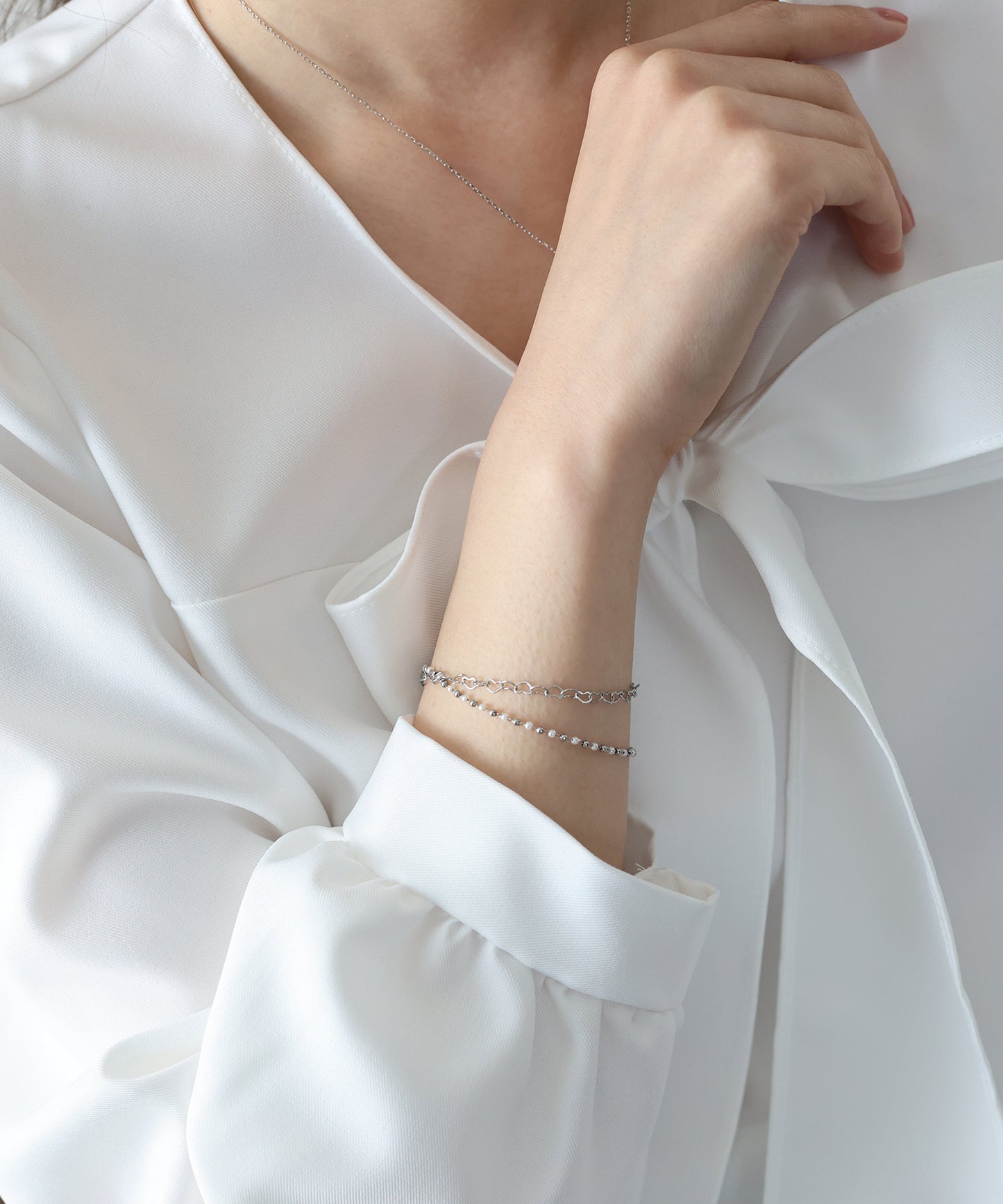 【早割5％OFF】ハートチェーンブレスレット/ サージカルステンレス【ネコポス】