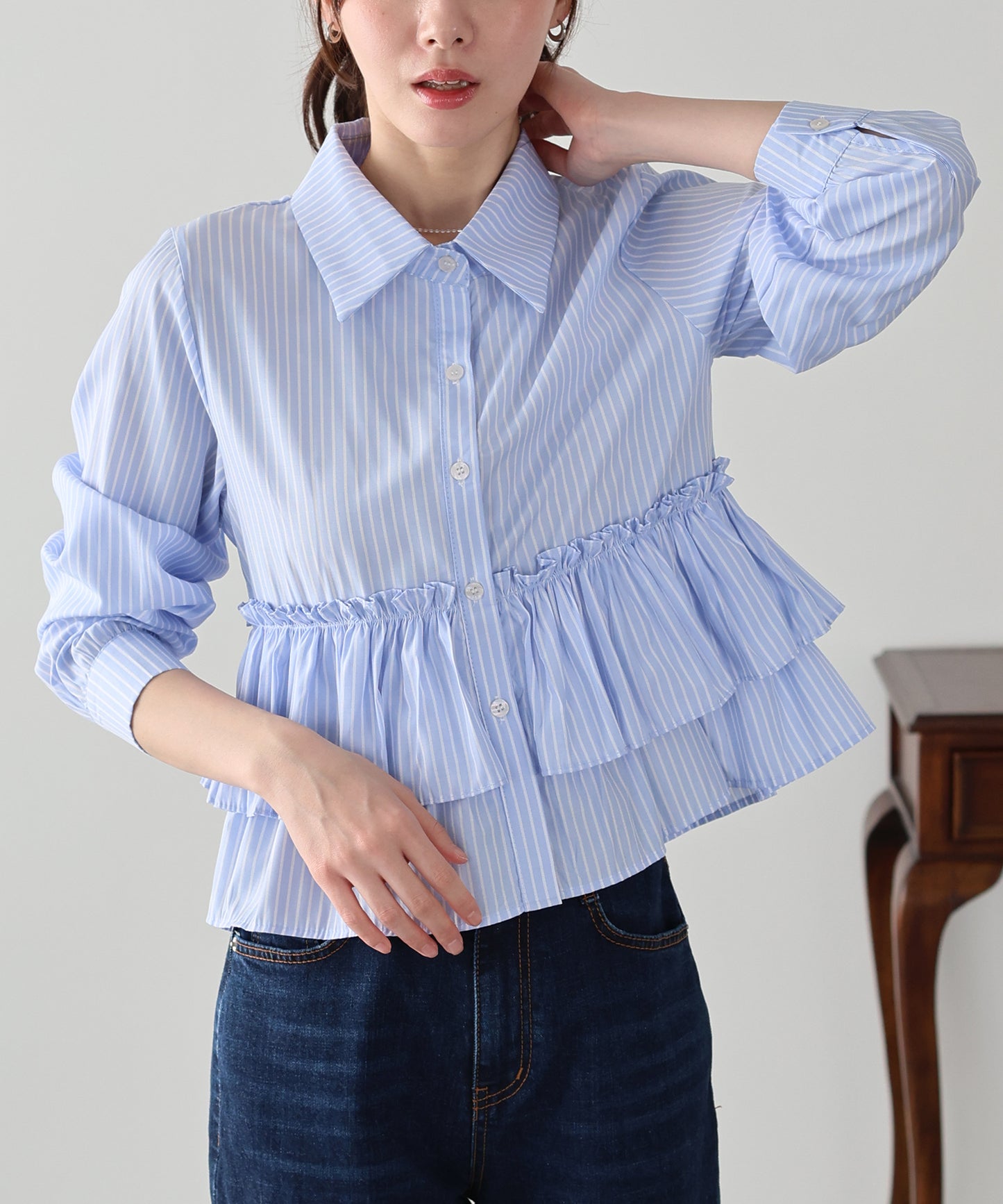 ティアードフリルペプラムブラウス【ネコポス】