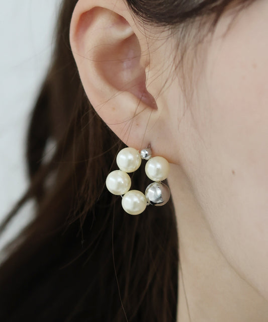 パール&メタルボールピアス / ニッケルフリー【ネコポス】