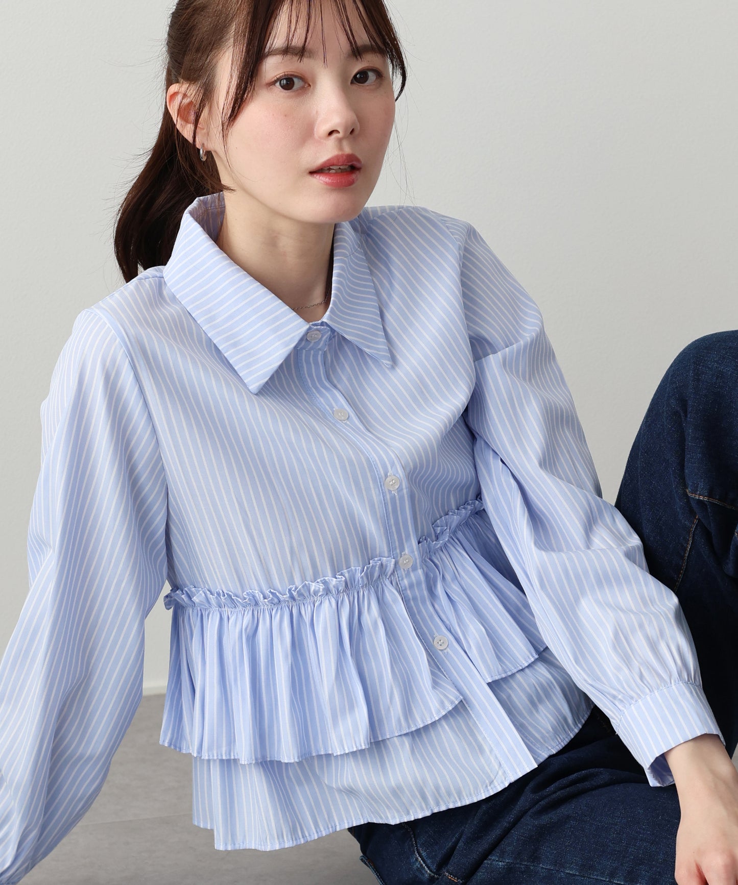 ティアードフリルペプラムブラウス【ネコポス】