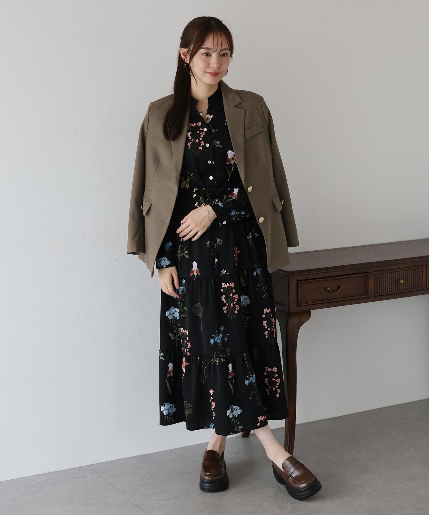 【TIME SALE】【ウォッシャブル】金ボタンダブルジャケット