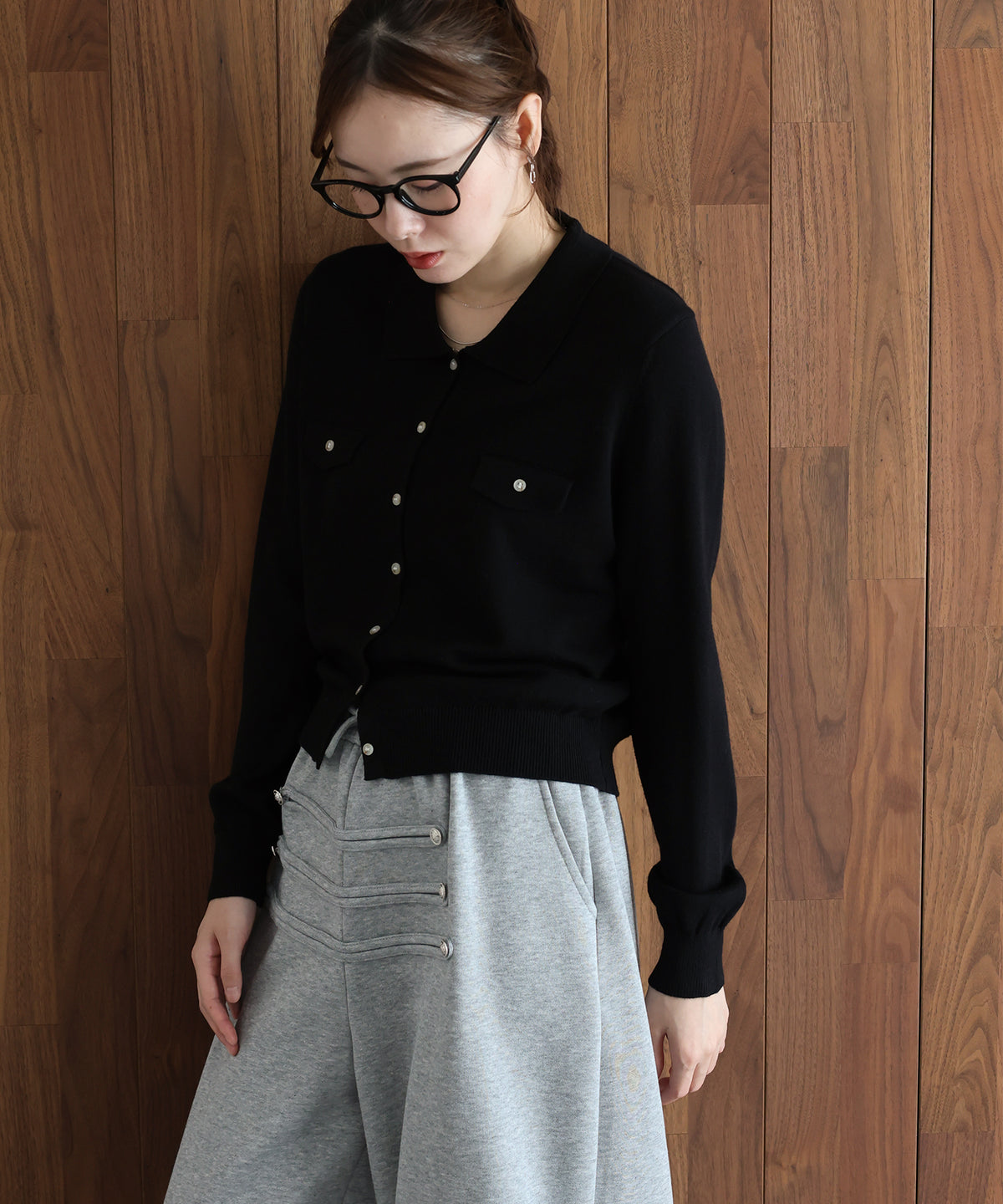 【早割5％OFF】ウール混ポケットデザインニット