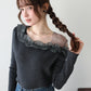 【早割5％OFF】アシンメトリーチュールフリルニット
