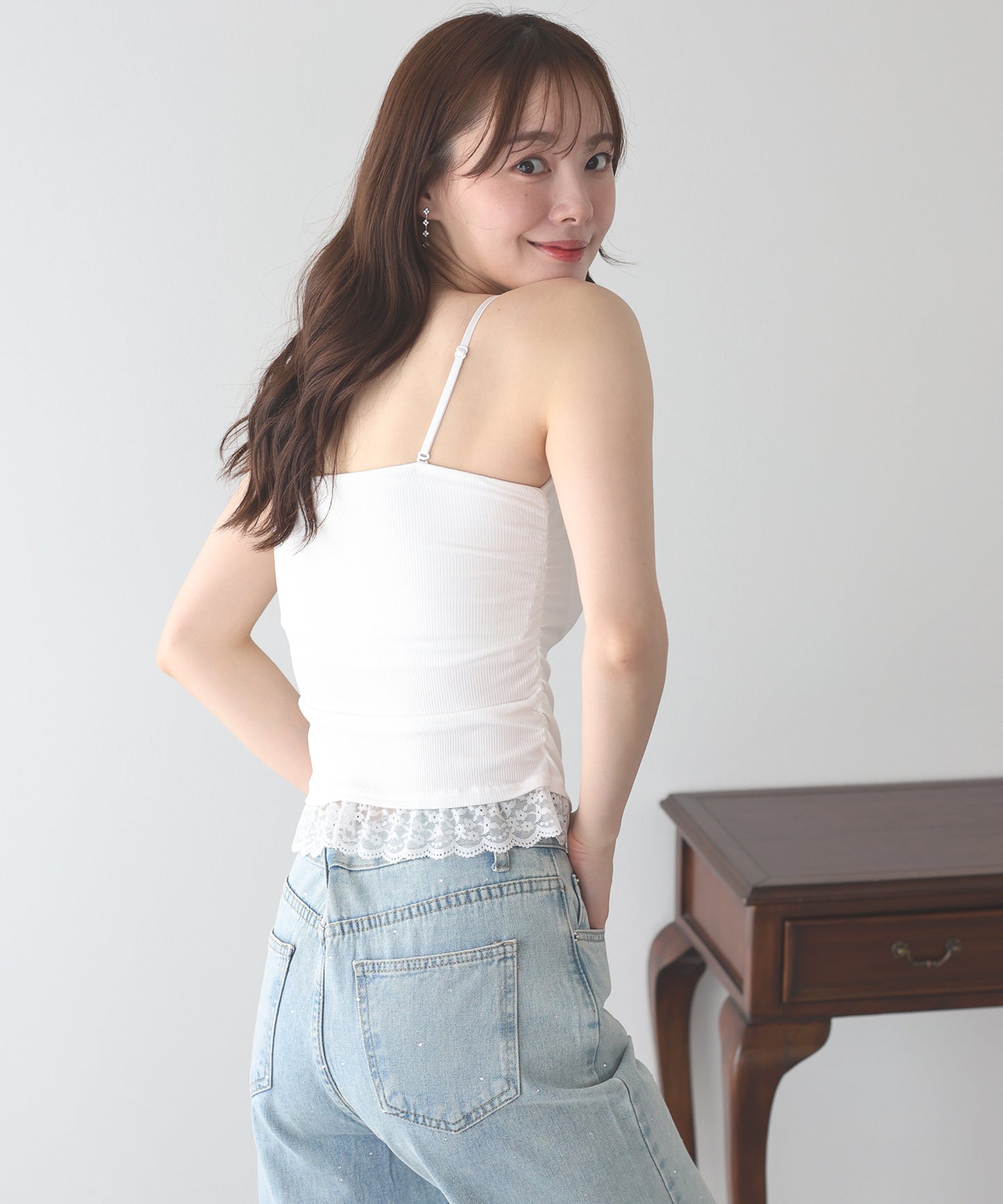 【早割5％OFF】カップ付きヘムレースキャミソール【メール便】