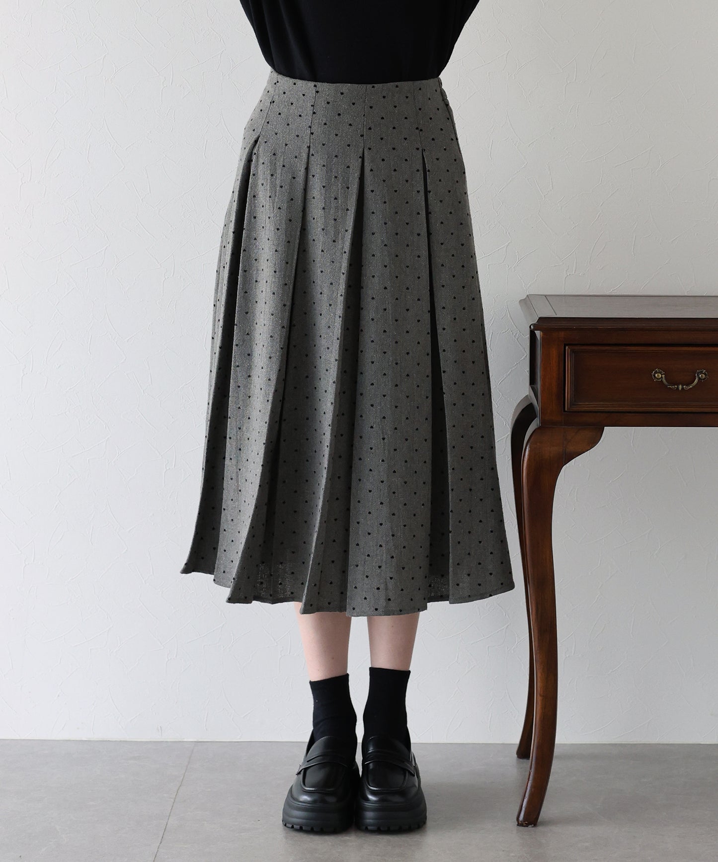 ハートドットフロッキーツイードスカート