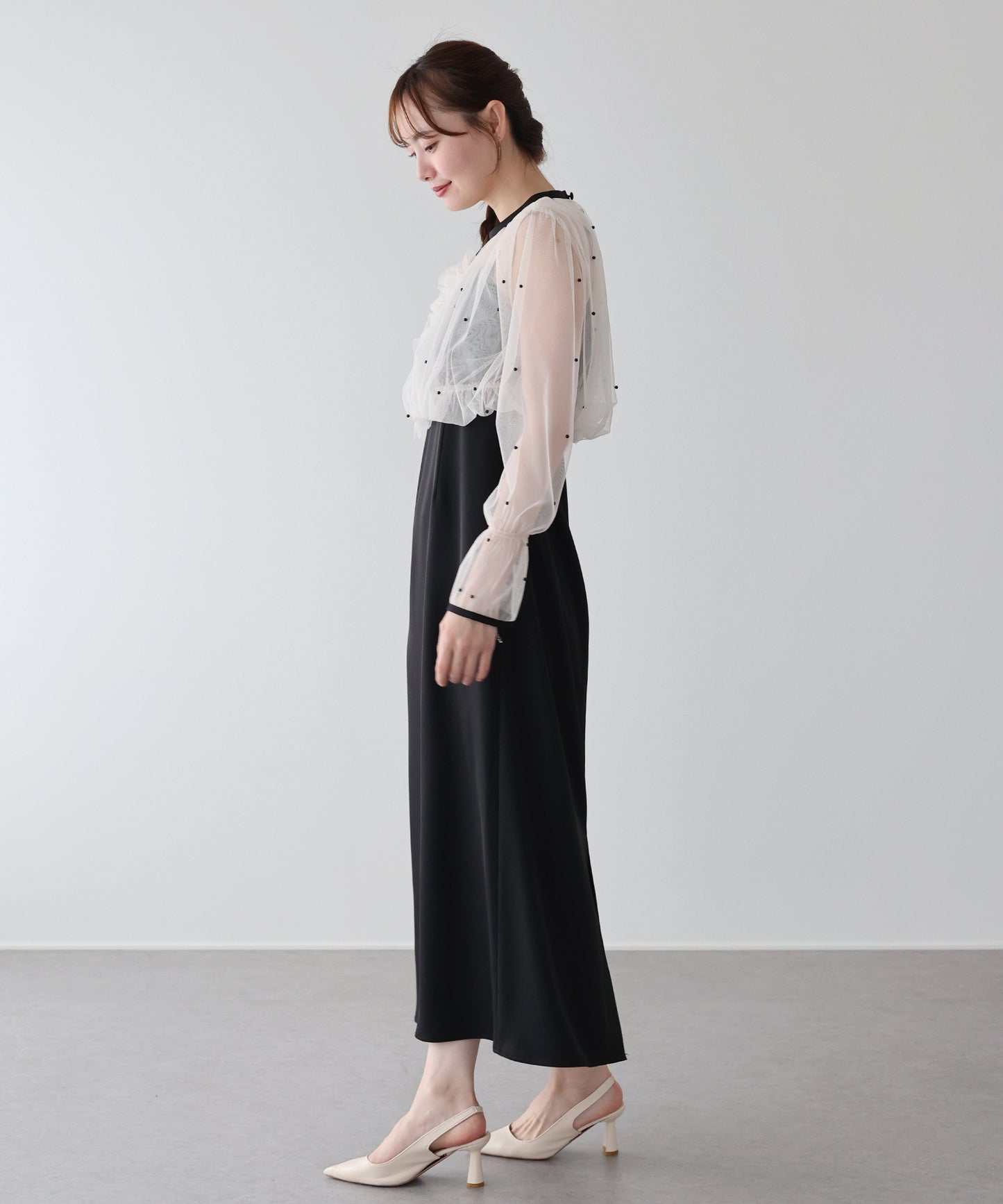 【早割5％OFF】パールブラウスセットドレス