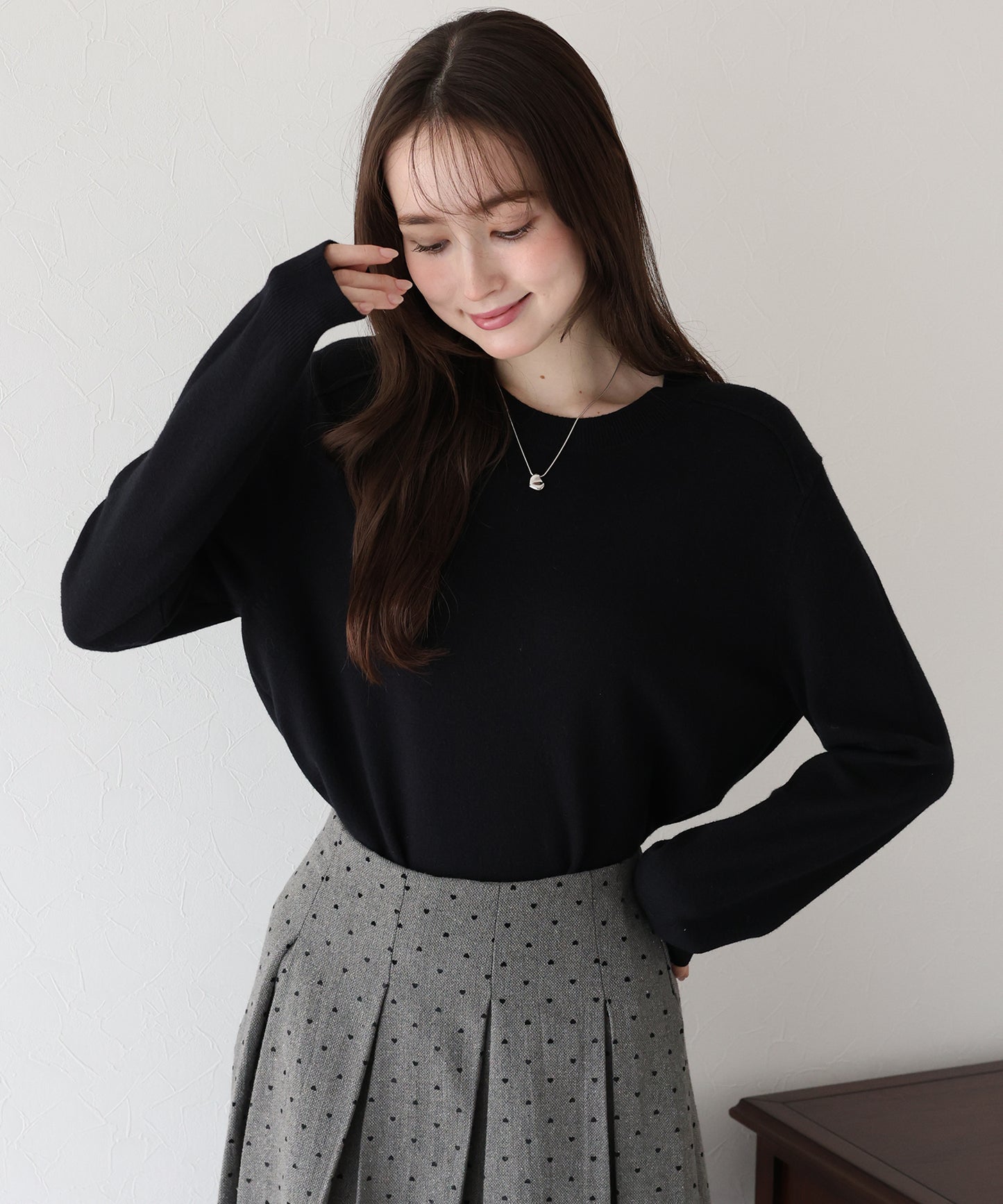 ウール混クルーネックニット