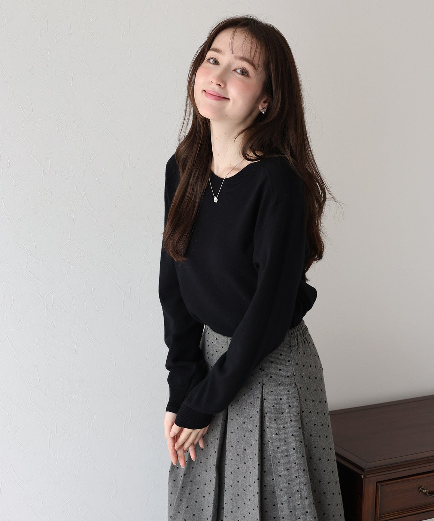 ウール混クルーネックニット