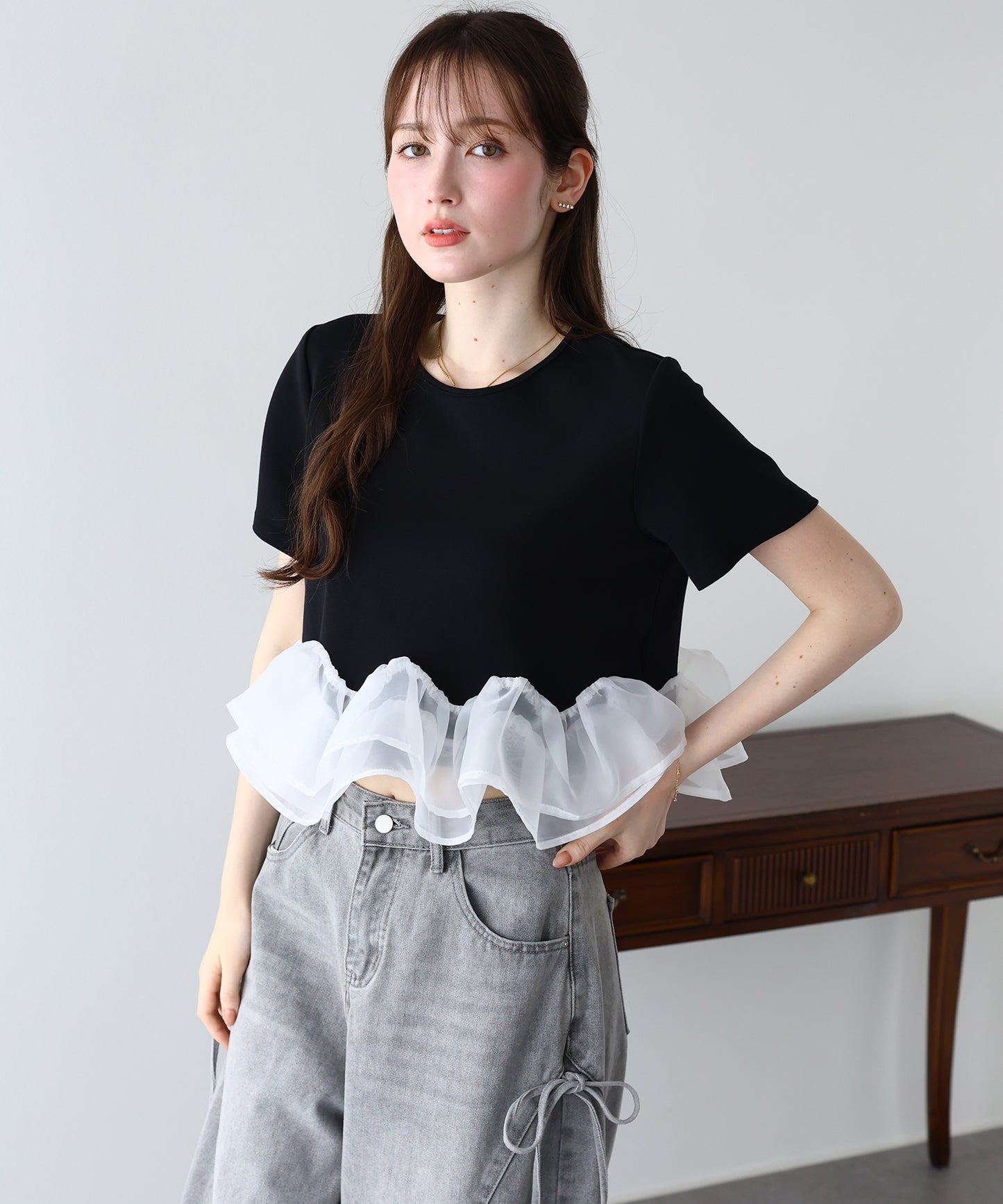 【早割5％OFF】ドッキングペプラムカットトップス【メール便】