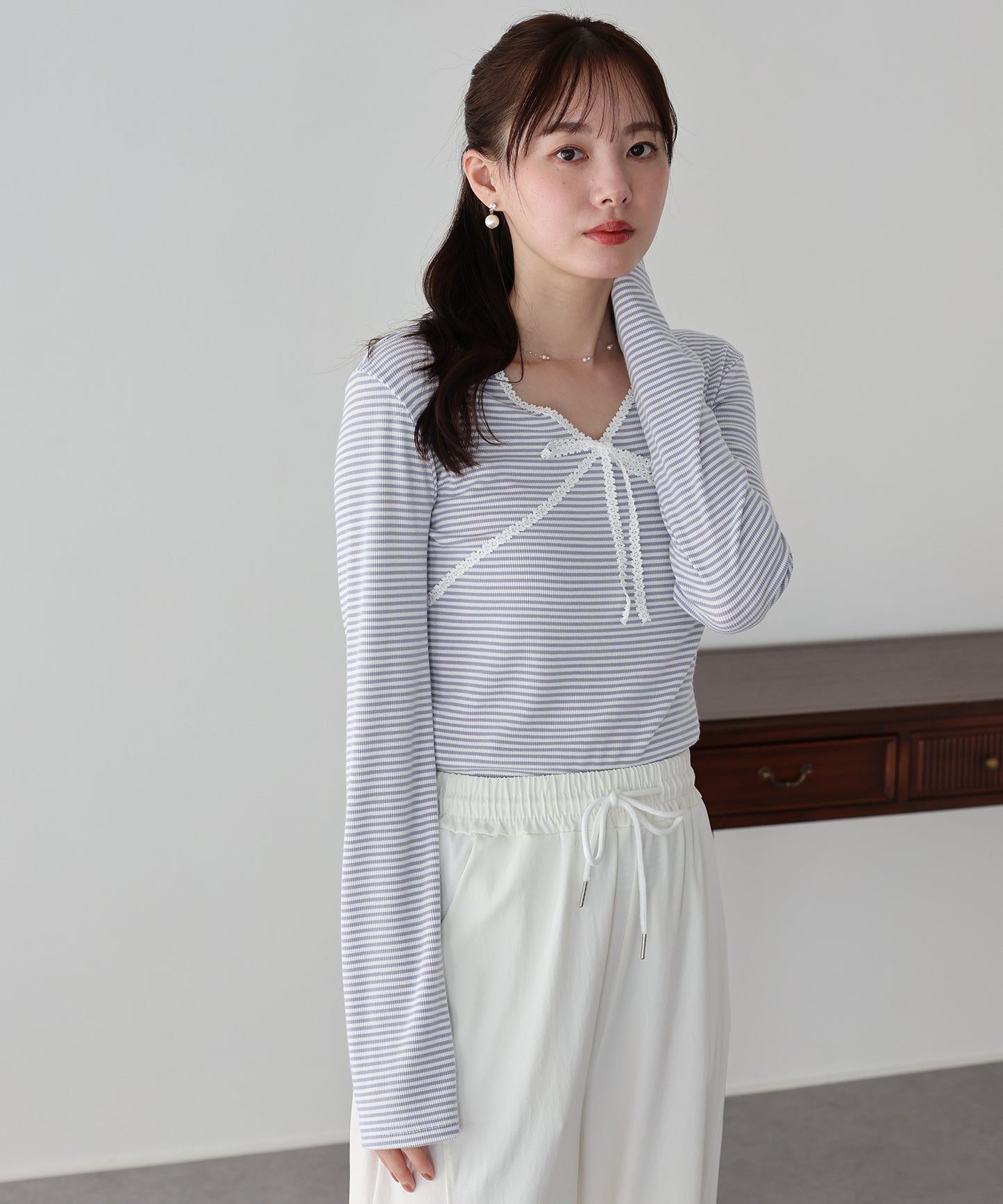 【早割5％OFF】レースボーダーカットソー【ネコポス】