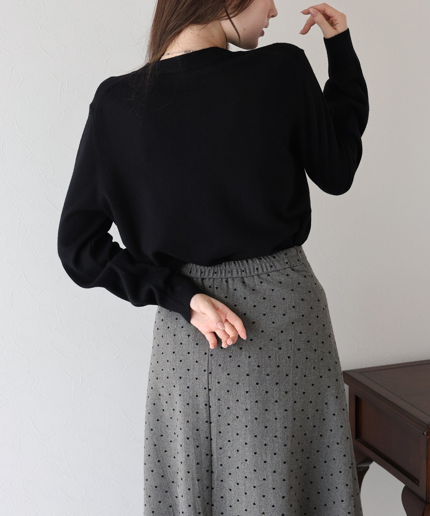 ウール混クルーネックニット