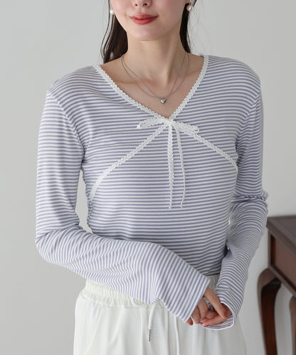 【早割5％OFF】レースボーダーカットソー【ネコポス】