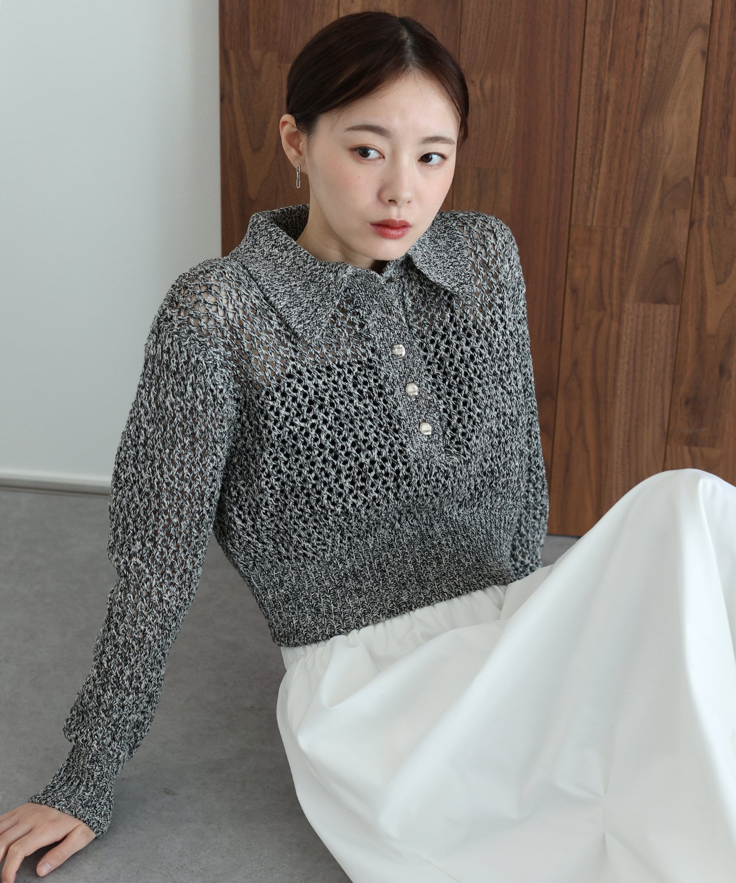 【早割5％OFF】クロシェメッシュポロニット