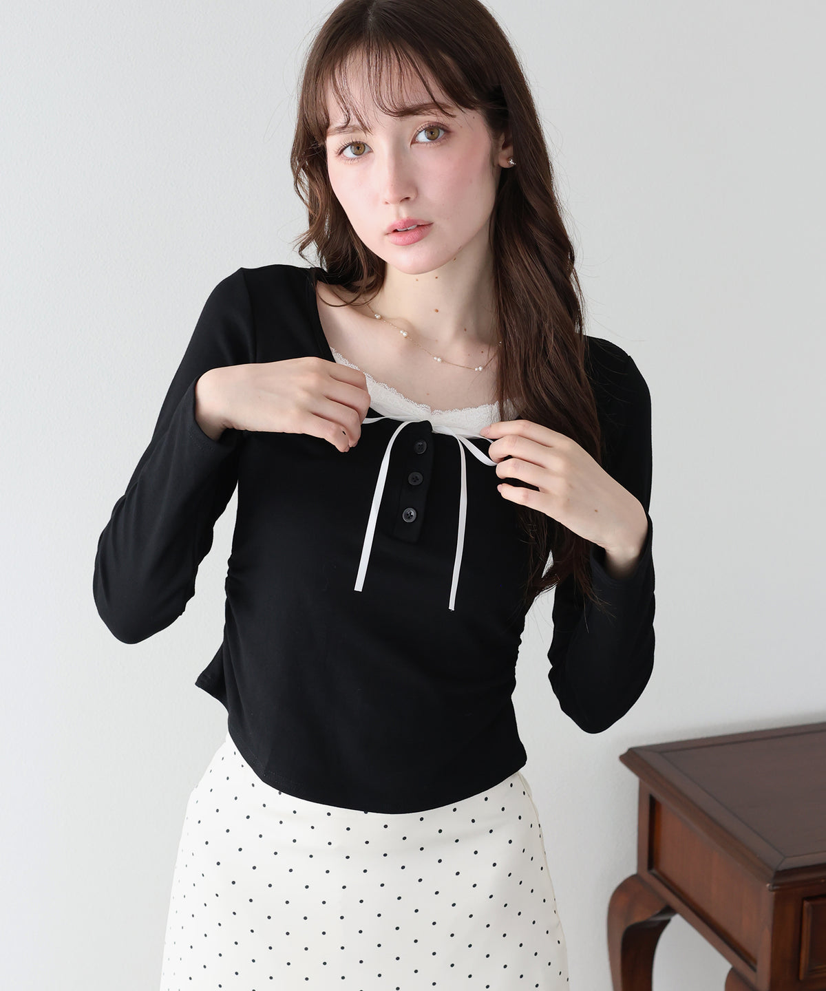 【早割5％OFF】レイヤードヘンリーネックTシャツ【メール便】
