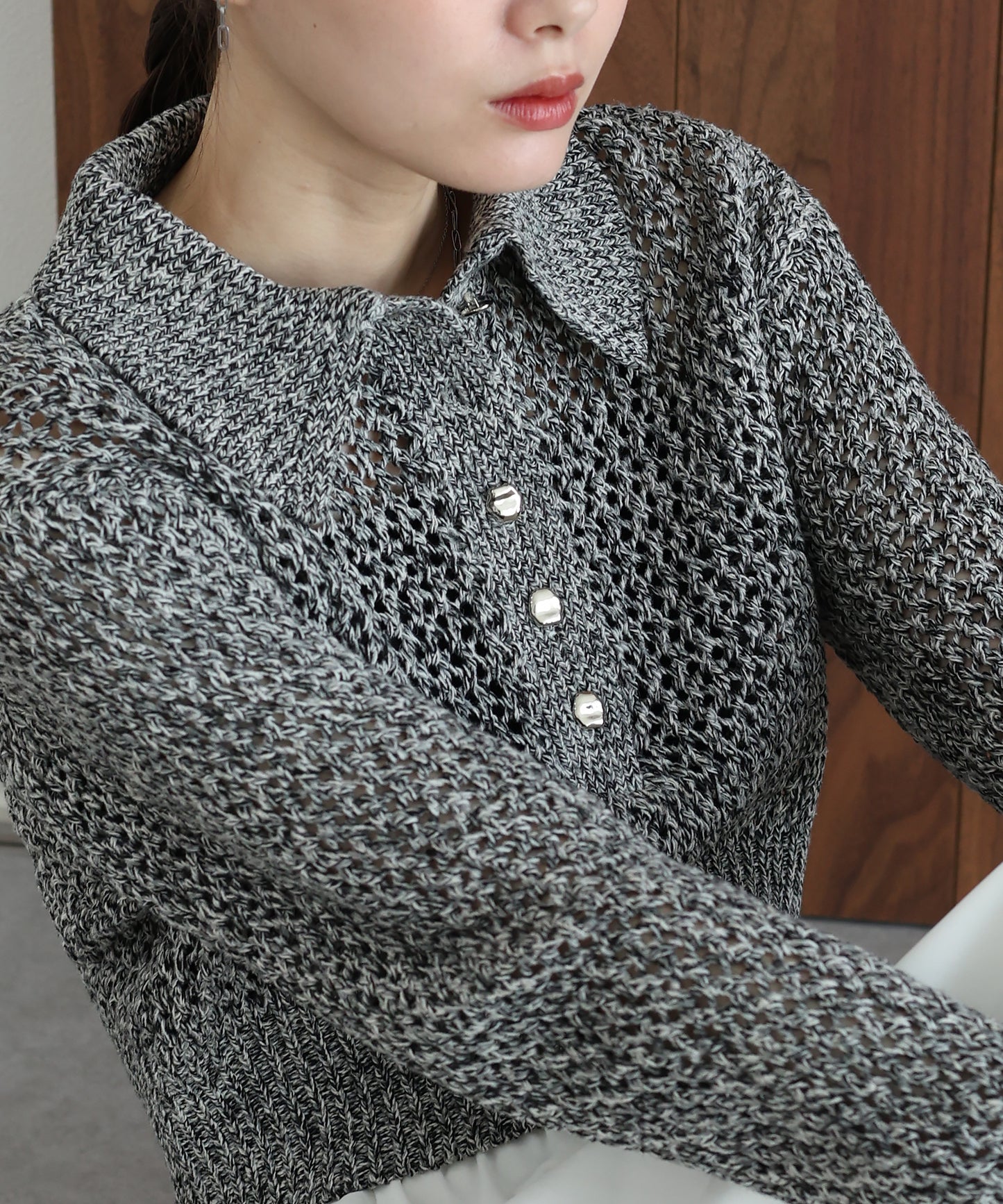 【早割5％OFF】クロシェメッシュポロニット