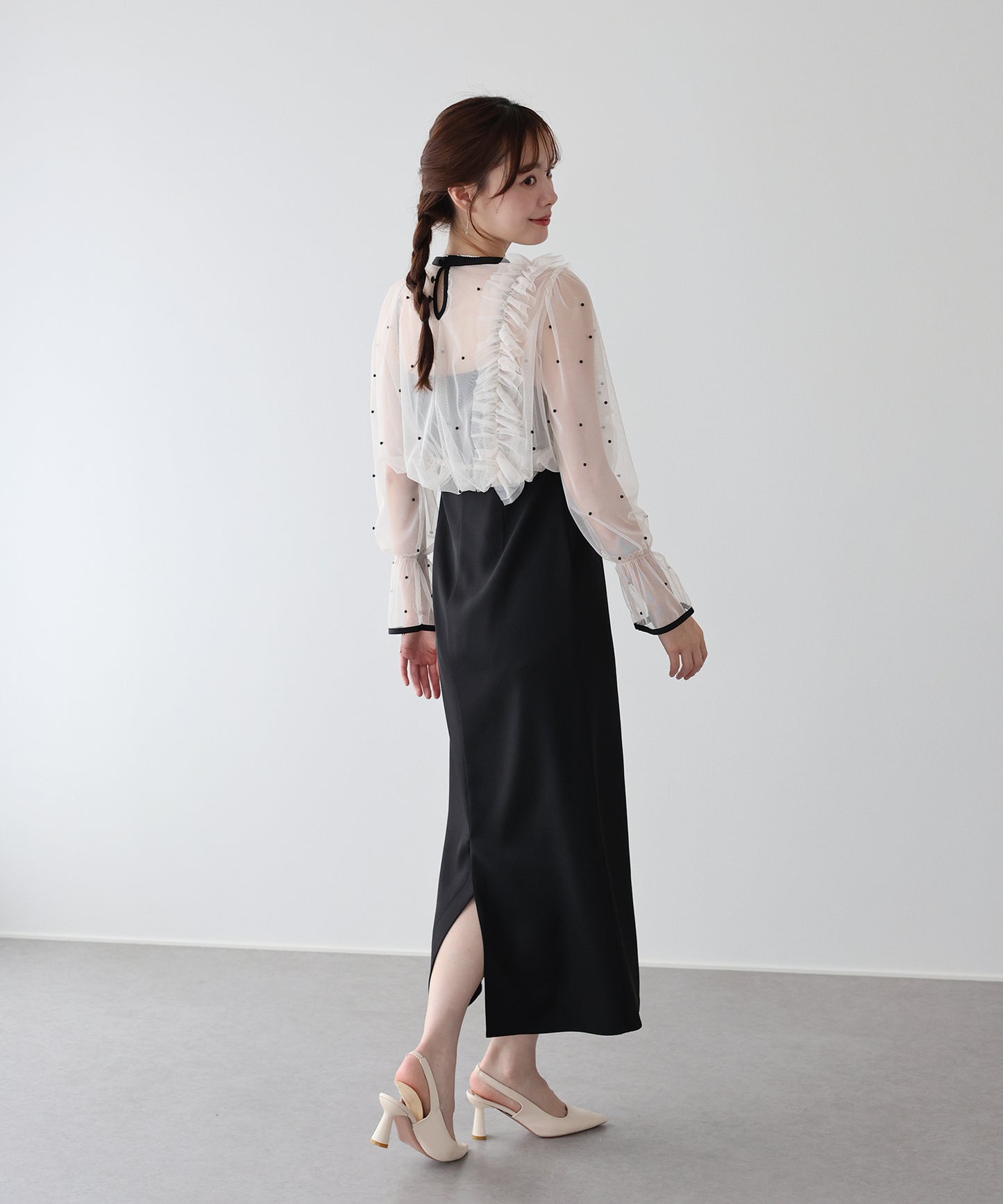 【早割5％OFF】パールブラウスセットドレス
