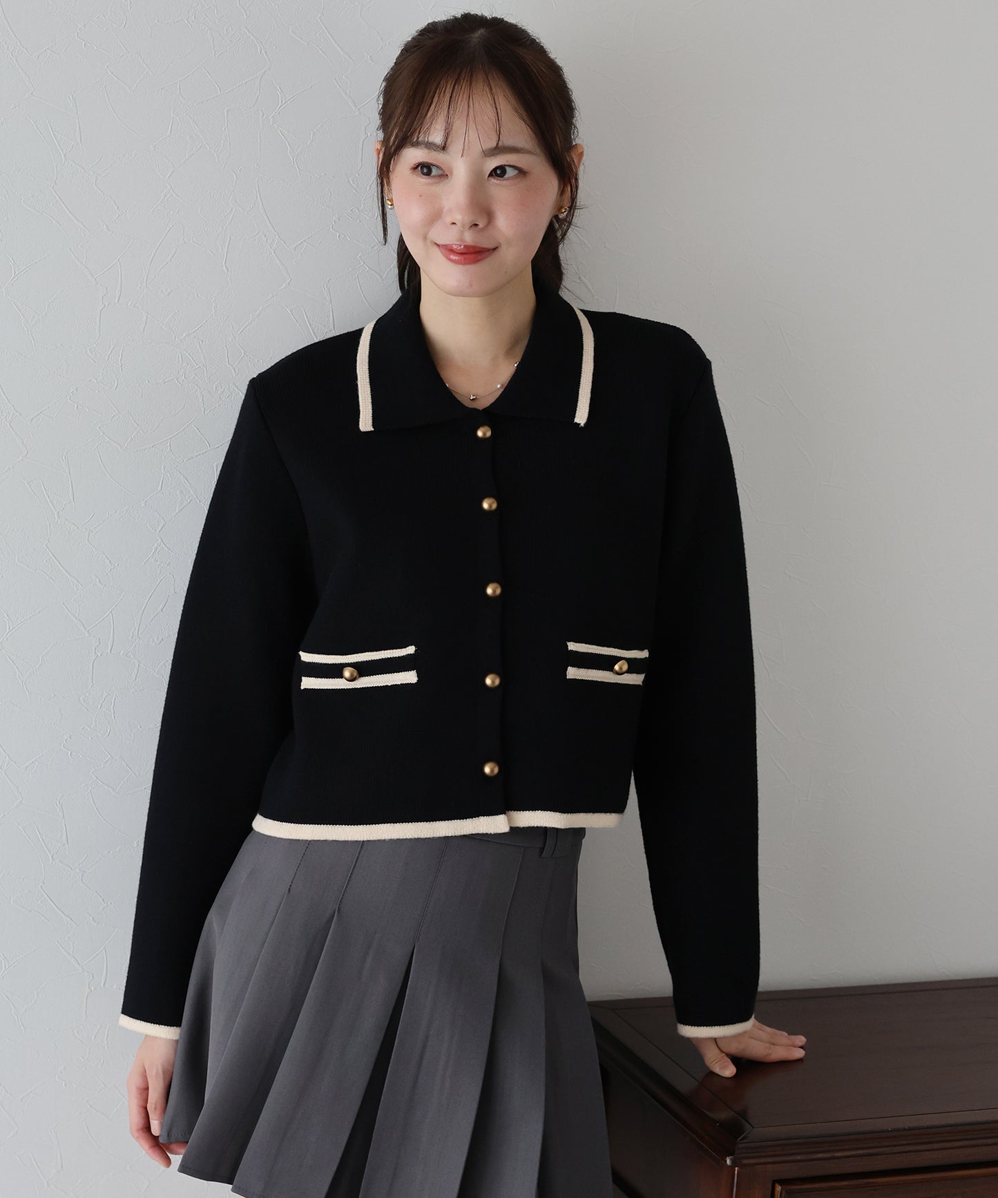 【早割5％OFF】襟付きニットジャケット