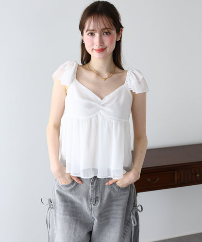 【早割5％OFF】フリルスリーブブラウス【メール便】
