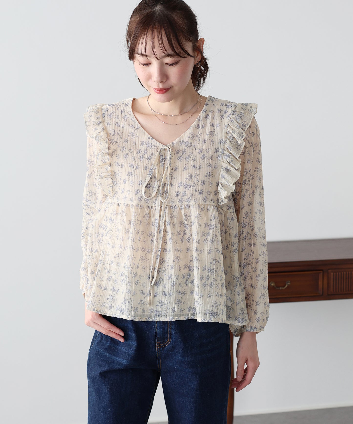 フラワープリントブラウス【ネコポス】