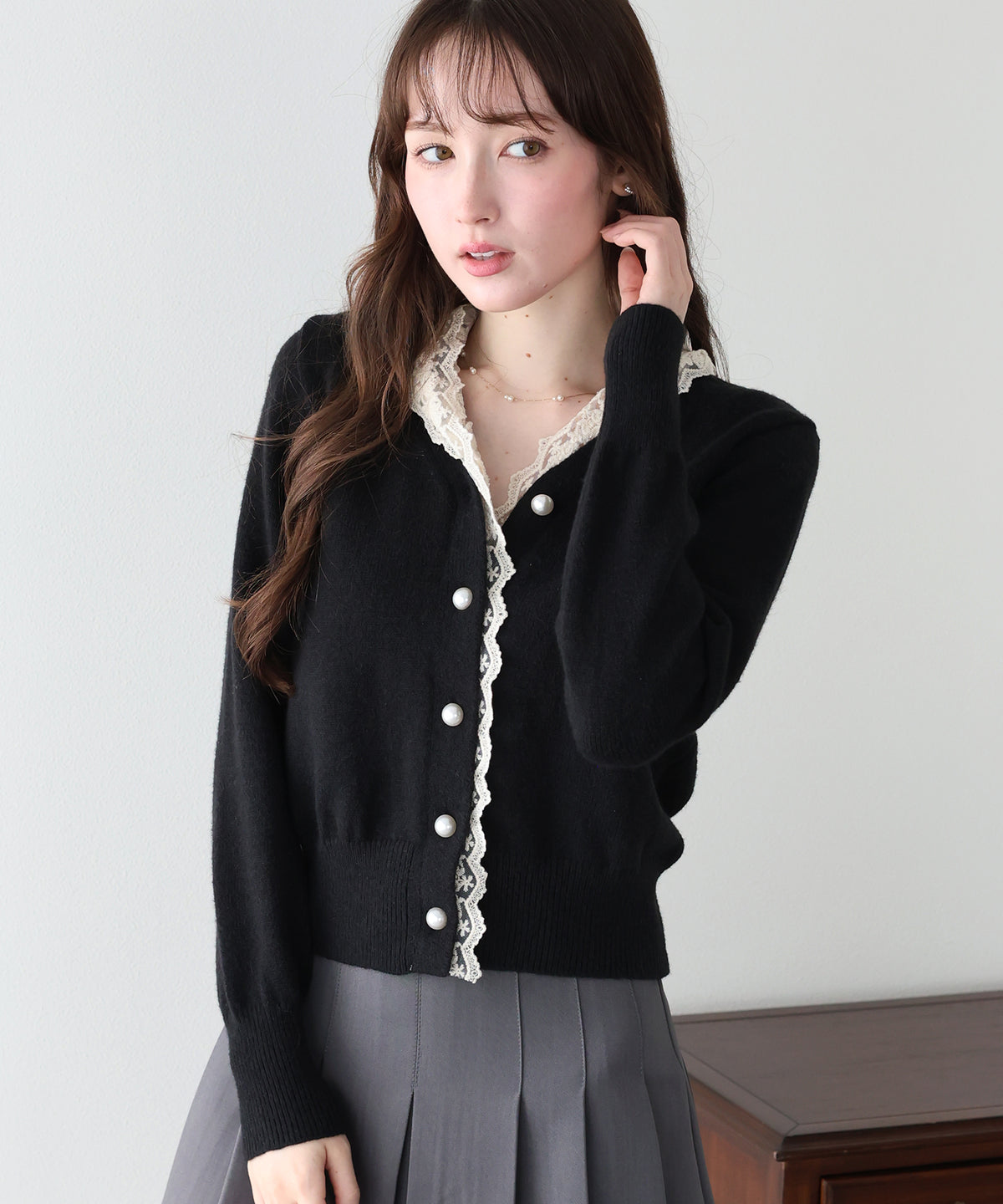 【早割5％OFF】レースフードドッキングカーディガン
