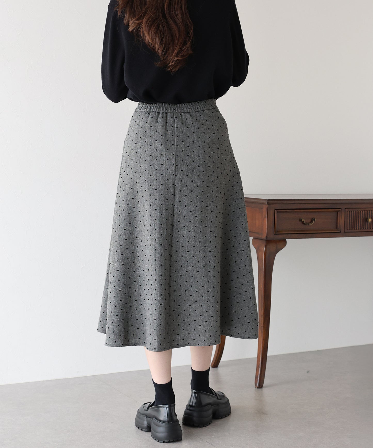 ハートドットフロッキーツイードスカート