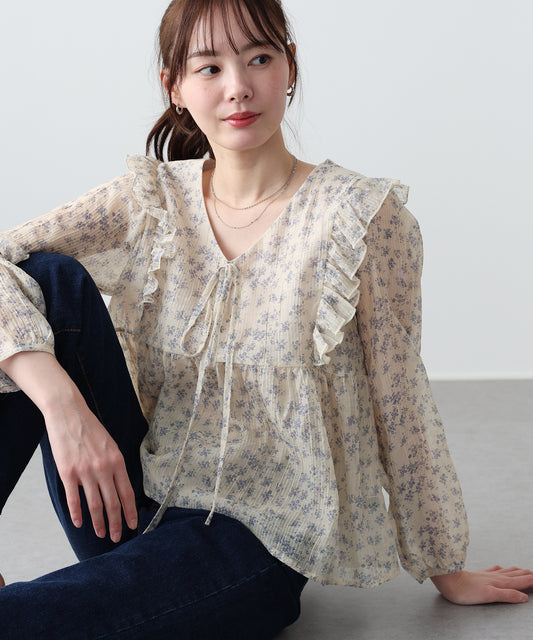 フラワープリントブラウス【ネコポス】