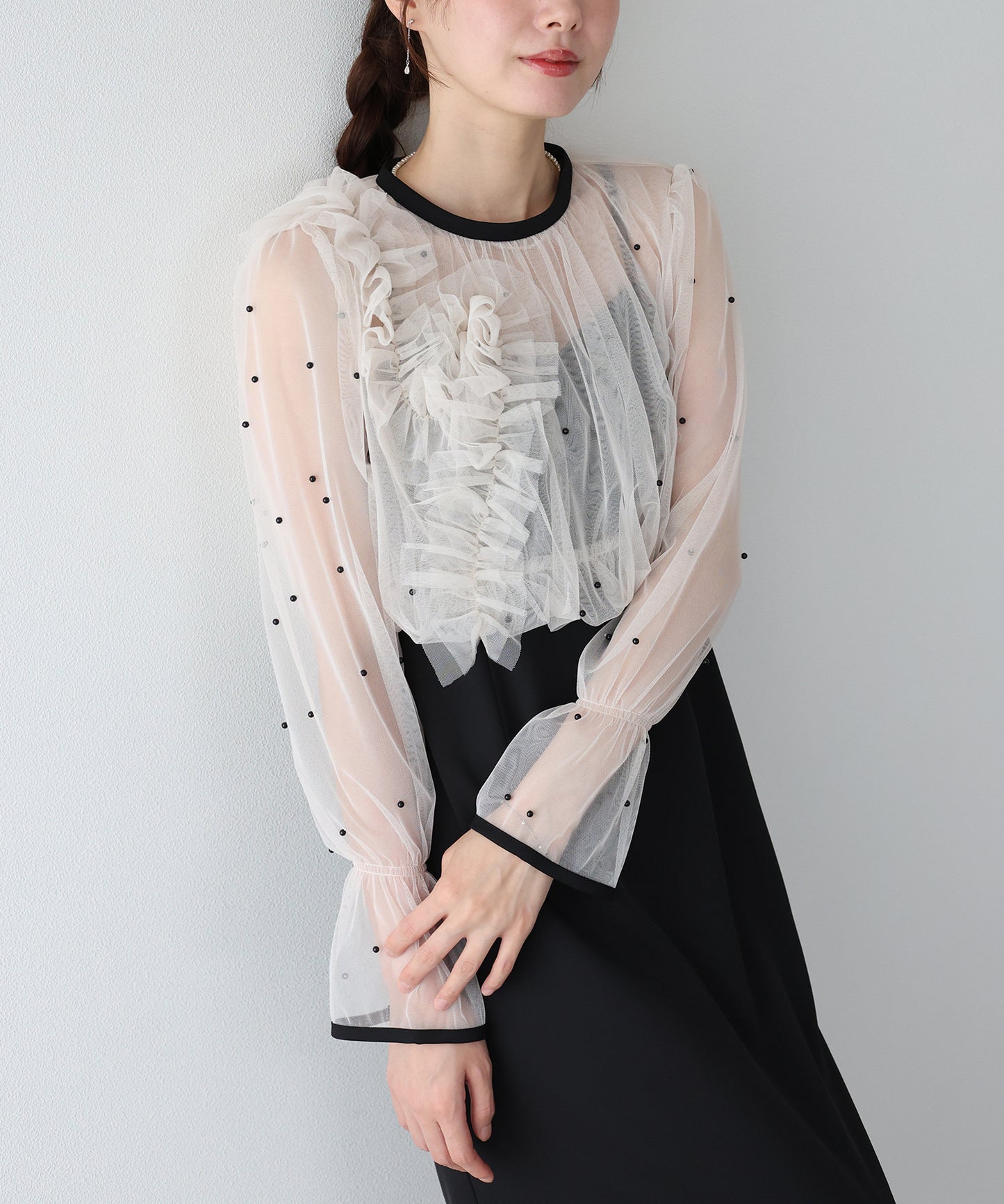 【早割5％OFF】パールブラウスセットドレス