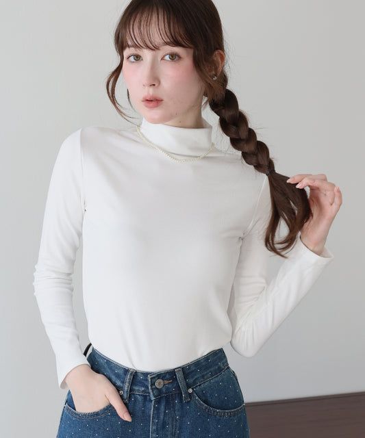 【早割5％OFF】裏起毛モックネックロングTシャツ【メール便】