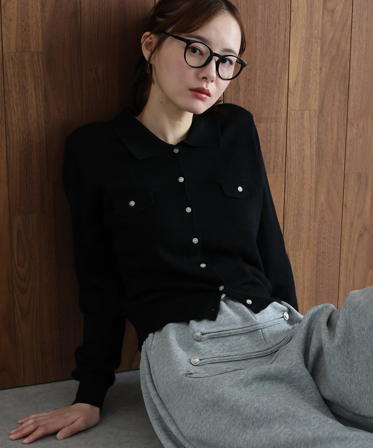 【早割5％OFF】ウール混ポケットデザインニット