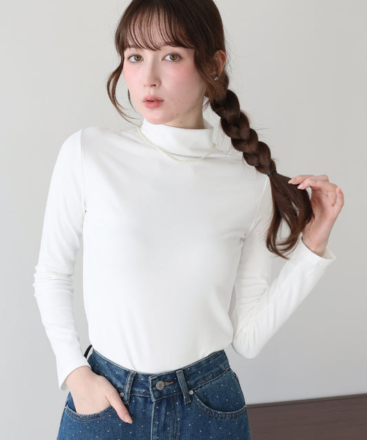 裏起毛モックネックロングTシャツ【メール便】