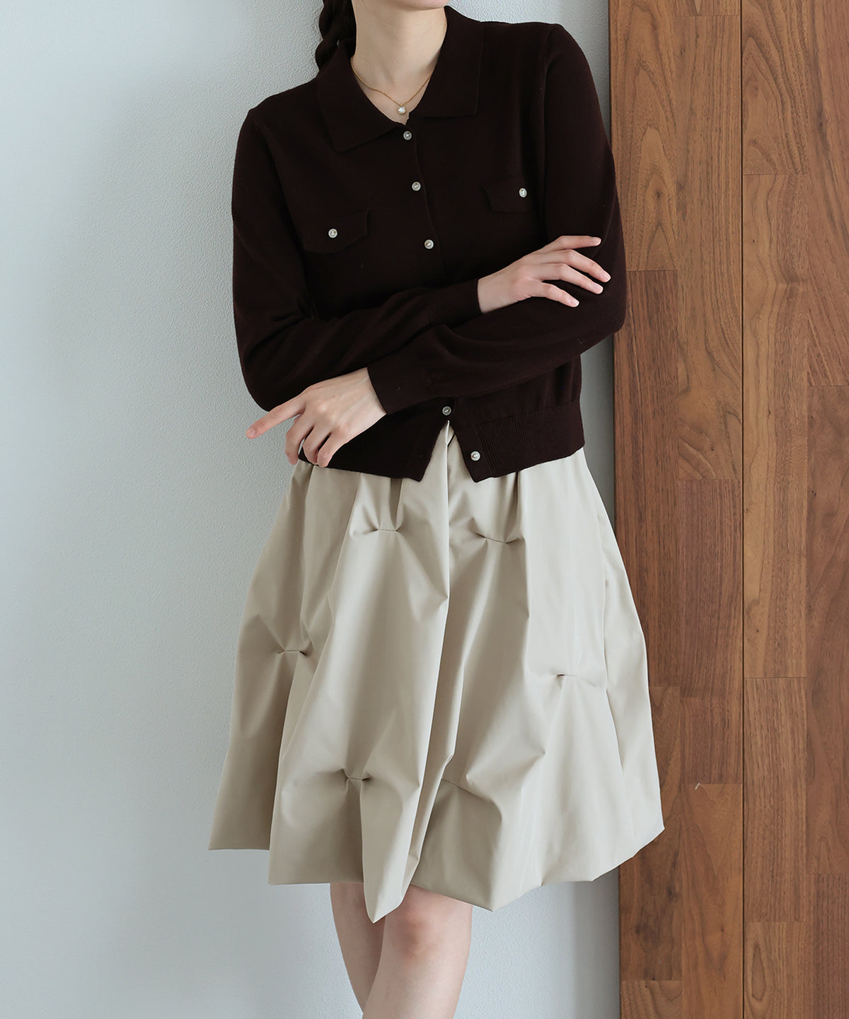【早割5％OFF】ランダムタックバルーンミディスカート