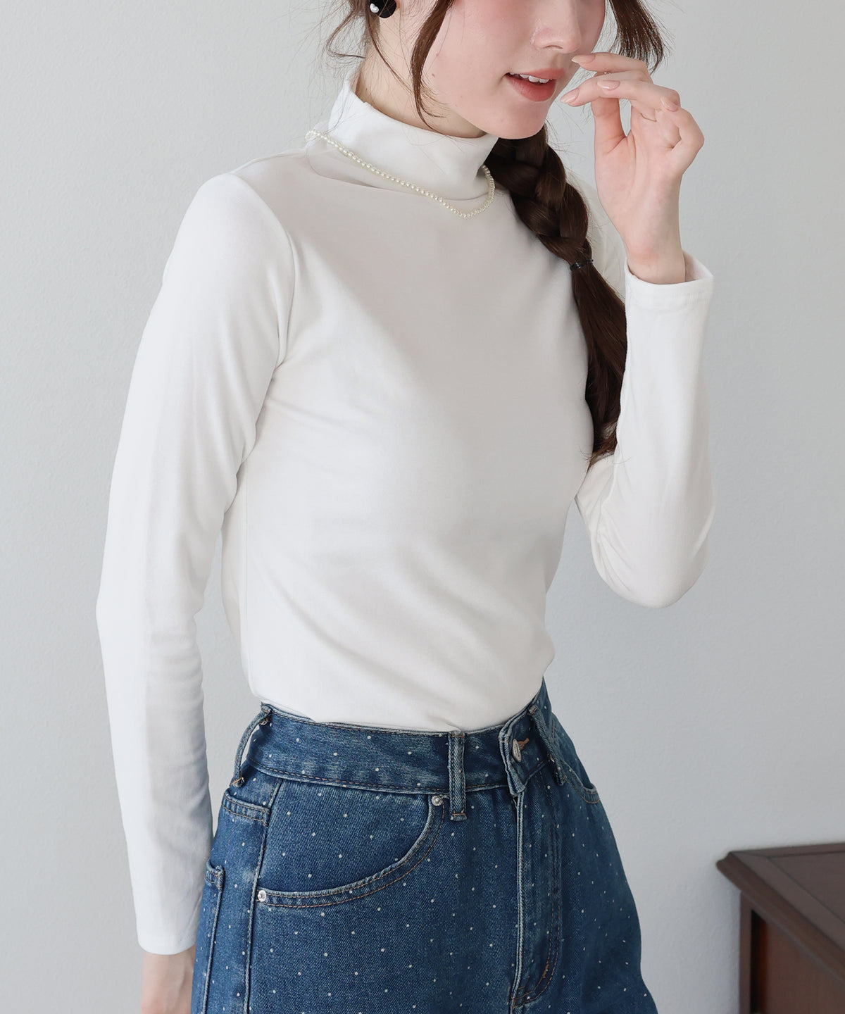 【早割5％OFF】裏起毛モックネックロングTシャツ【メール便】